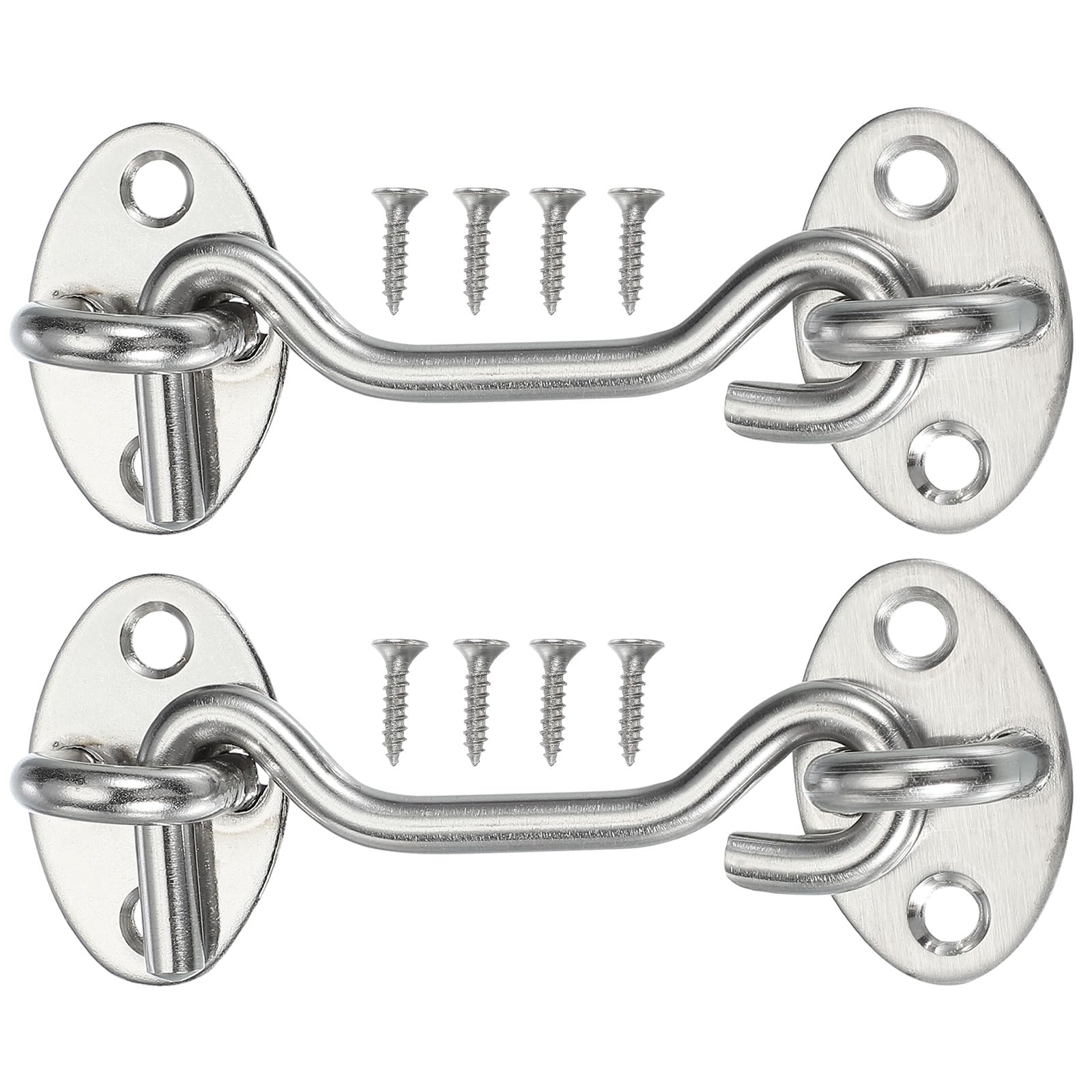 Adrinfly  3 Inch Hook and Eye Latch Stainless Steel Barn Door Lock Gate Latch Cabinet Hook Latch with Mounting Screws 2 Pack