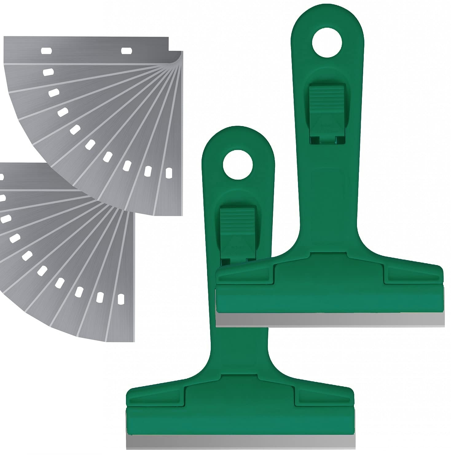 Phyfalip  2 pack 5 point 5 inch Glass Scraper Hand Tool T Shape Razor Blade Scraper with 20 Blades for Window Tile Floor Wall Windshield Aquarium