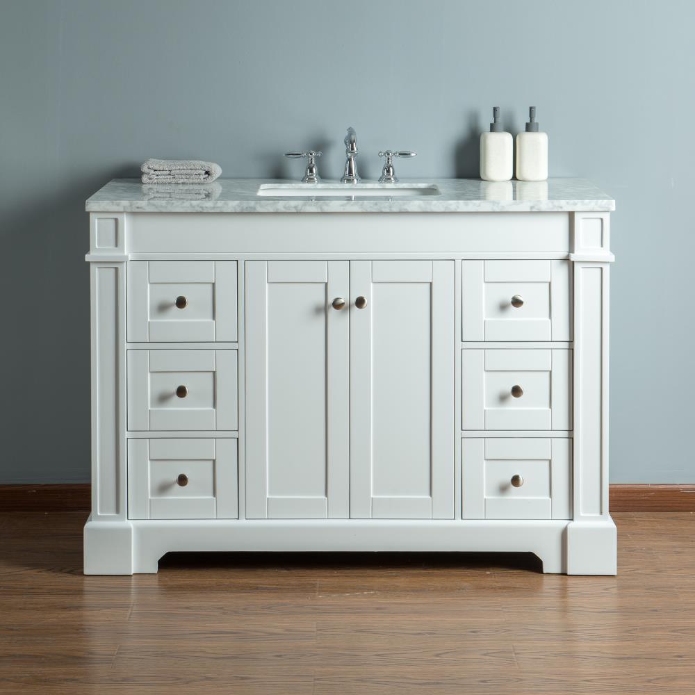 Stufurhome 48-in White Undermount Single Sink Bathroom Vanity with ...