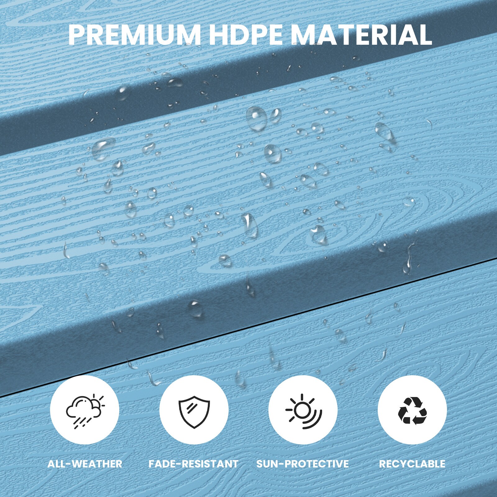 VOUA HDPE Folding Ottoman Light Blue HDPE Ottoman
