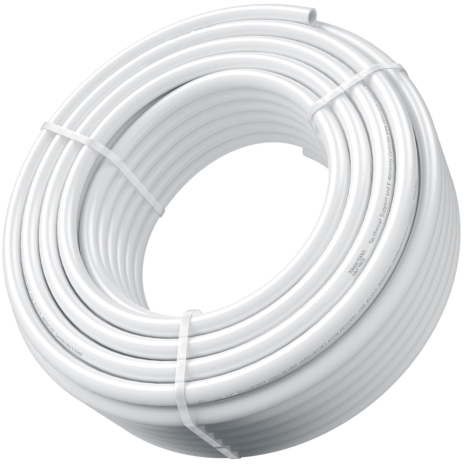 VEVOR SCPEXBGBS10004689V0 PEX Pipe 3/4 Inch  100 Feet Length PEX-B Flexible Pipe Tubing for Potable Water  Pex Water Lines for Hot/Cold Water   Easily Restore  Plumbing Applications with Free Cutter   Clamps  White