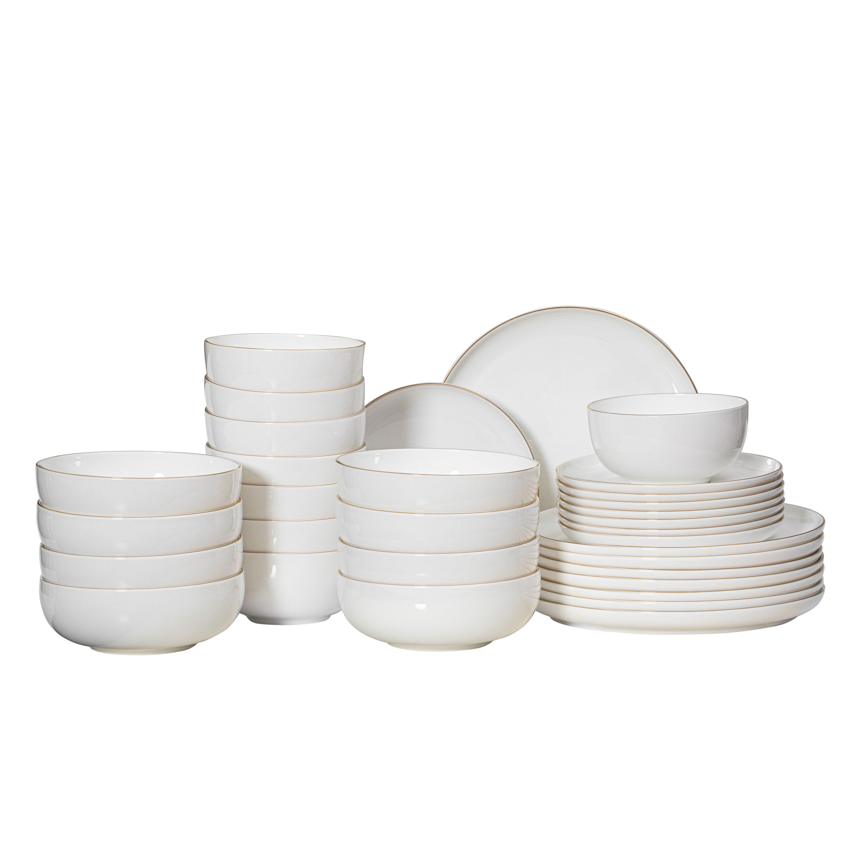 DINEWARES 32 -Piece White Bone china Dinnerware