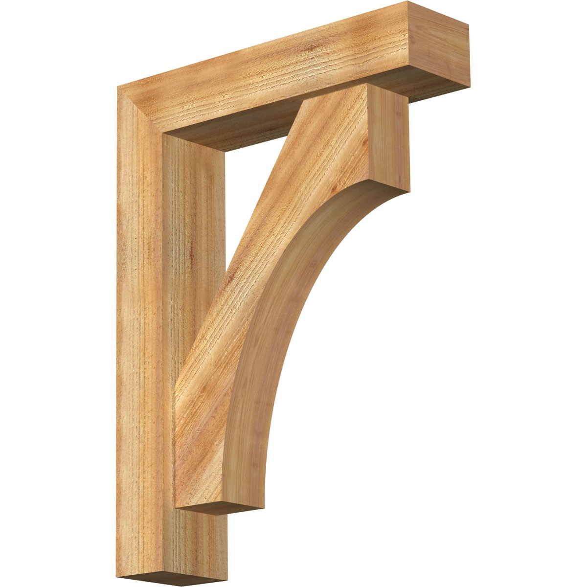 Ekena Millwork 1464347 Westlake Block Rough Sawn Bracket with Offset Brace 6-in x 24-in x 32-in Western red cedar Brown Wood Standard bracket