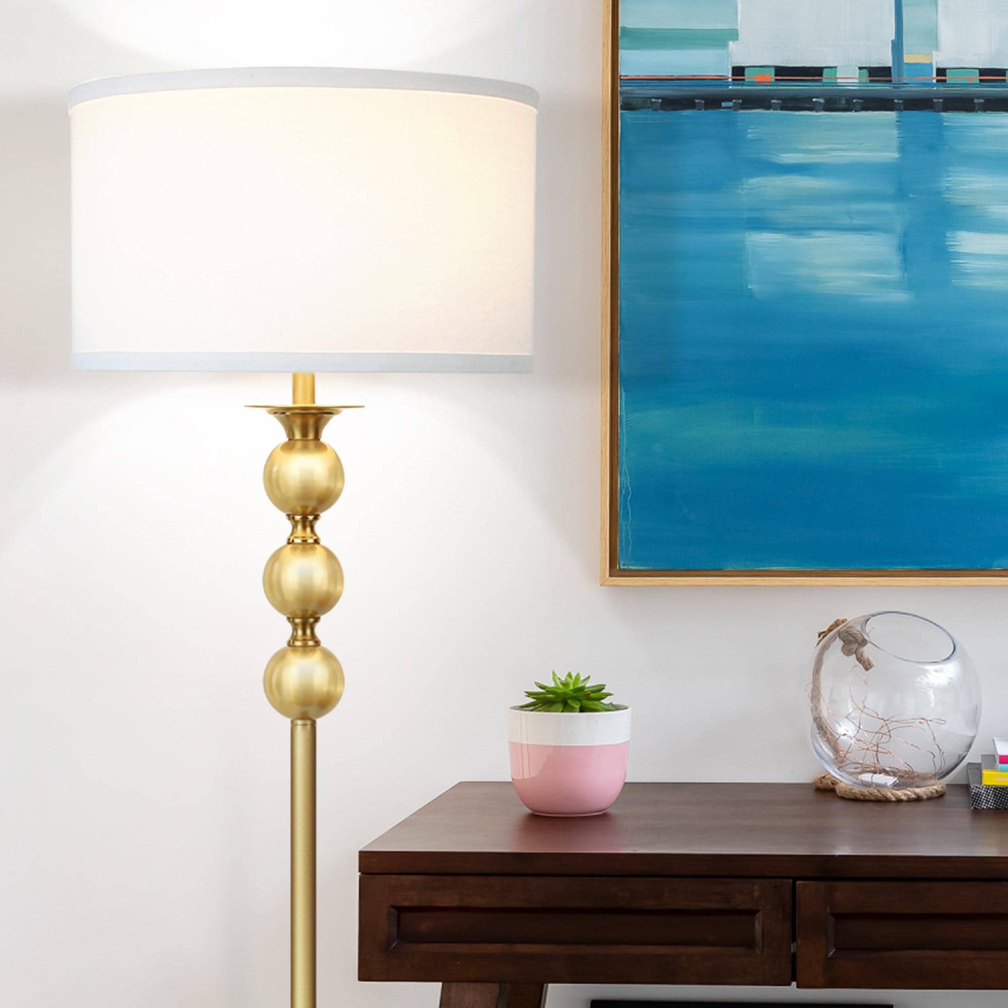 White Adjustable LED Floor Lamp for Kids with Touch Control