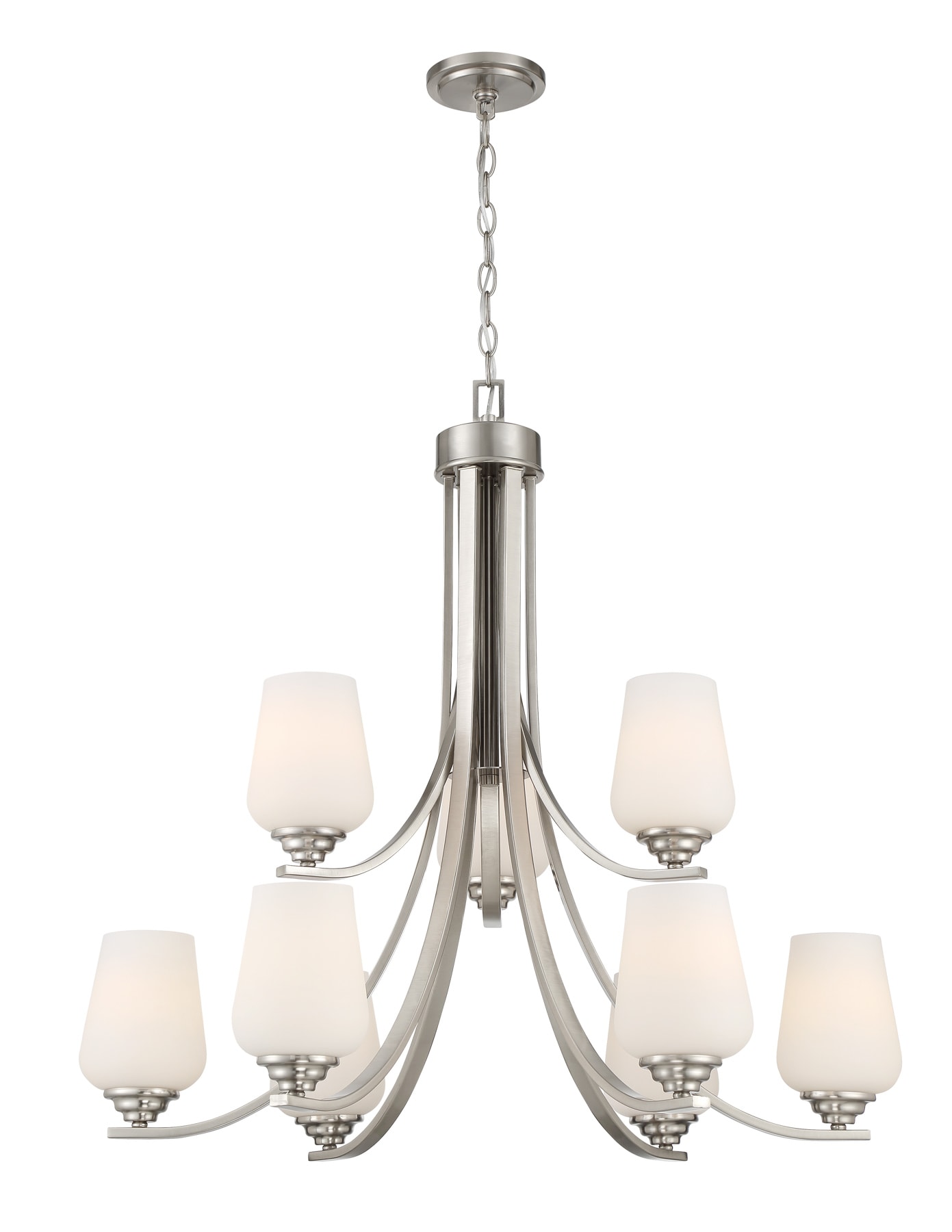 Minka Lavery 4929-84 Shyloh 9 -Light Brushed Nickel Transitional For Use in Bedrooms, Dining Rooms, Foyers, Kitchens, Living Rooms Chandelier
