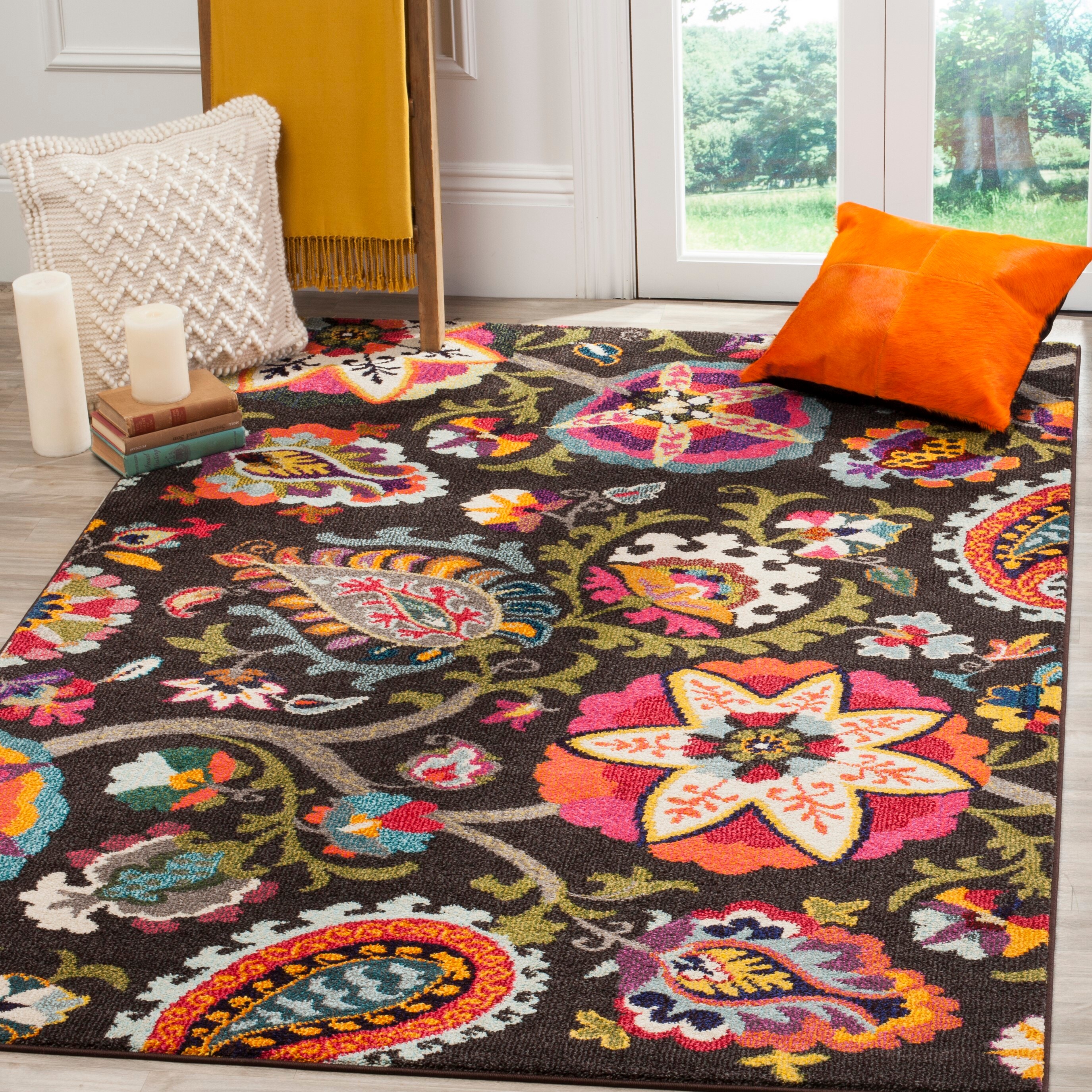 Safavieh MNC229B-9 Monaco Serenity 9 x 12 (ft) Loomed Polypropylene Brown/Multi Rectangular Indoor Floral/Botanical Bohemian/Eclectic Area rug