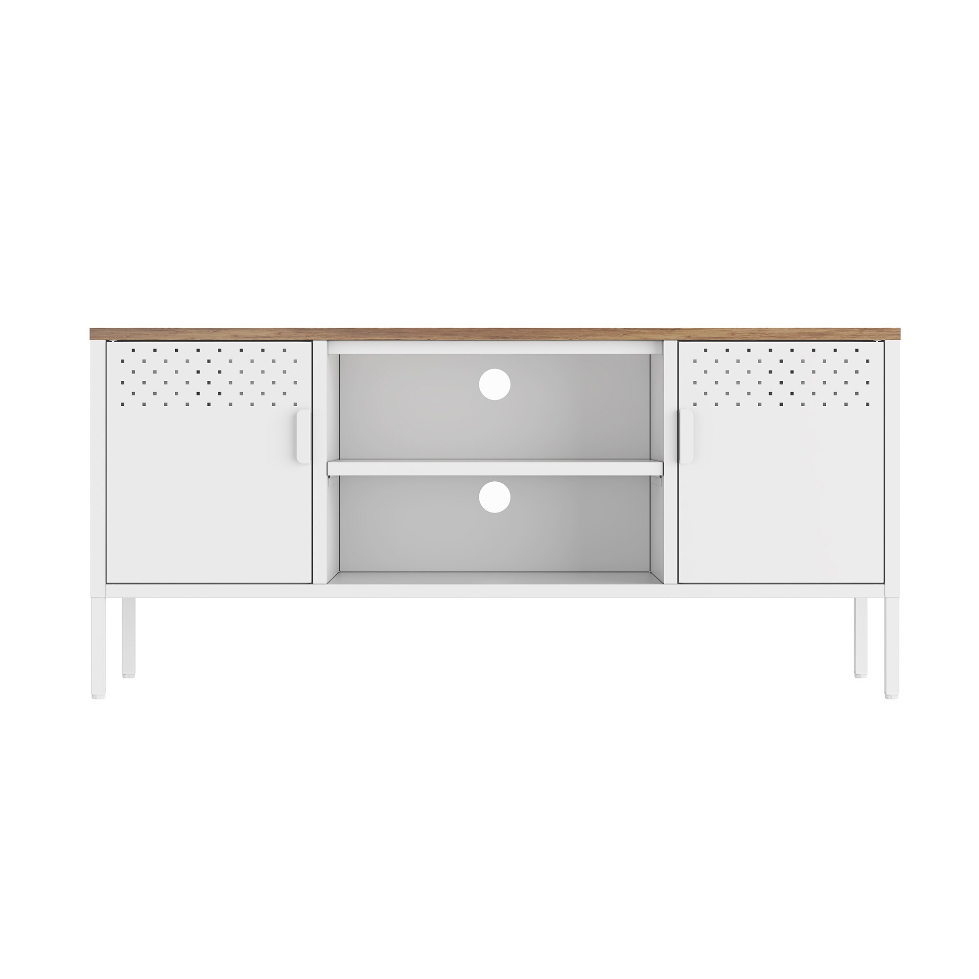 HyperDrop Cart White Wooden Storage Cabinet with Heavy-Duty Frame and Adjustable Interior Shelves