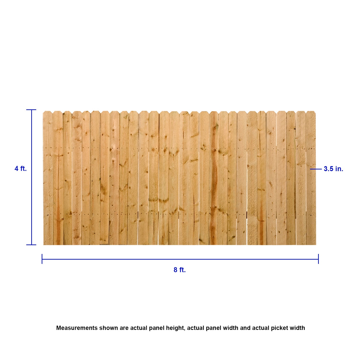 4 ft H x 8 ft W Pressure Treated Spruce Dog Ear Fence Panel at