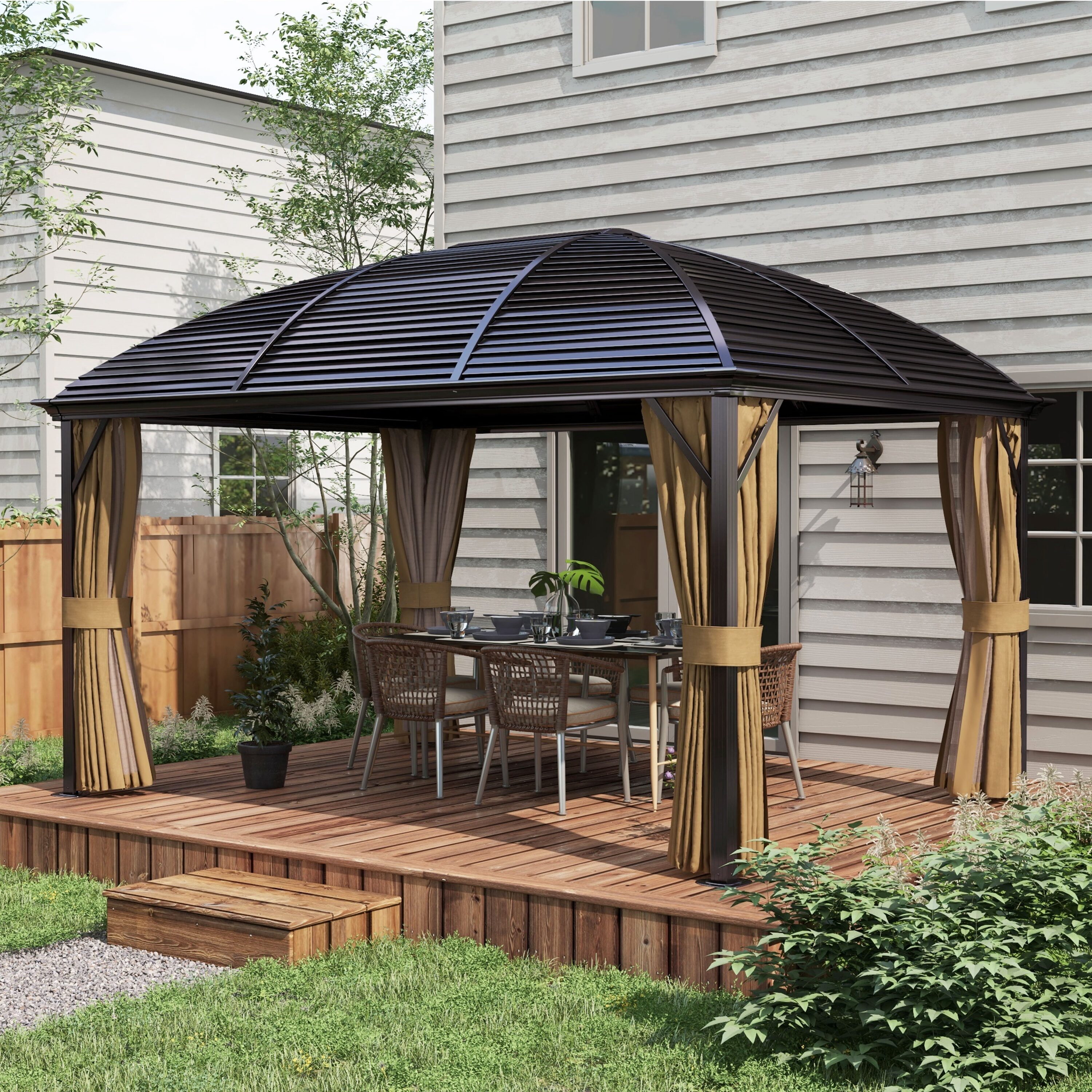 Outsunny 84C-097V01BN Wood-Resin-Gazebos - View #2