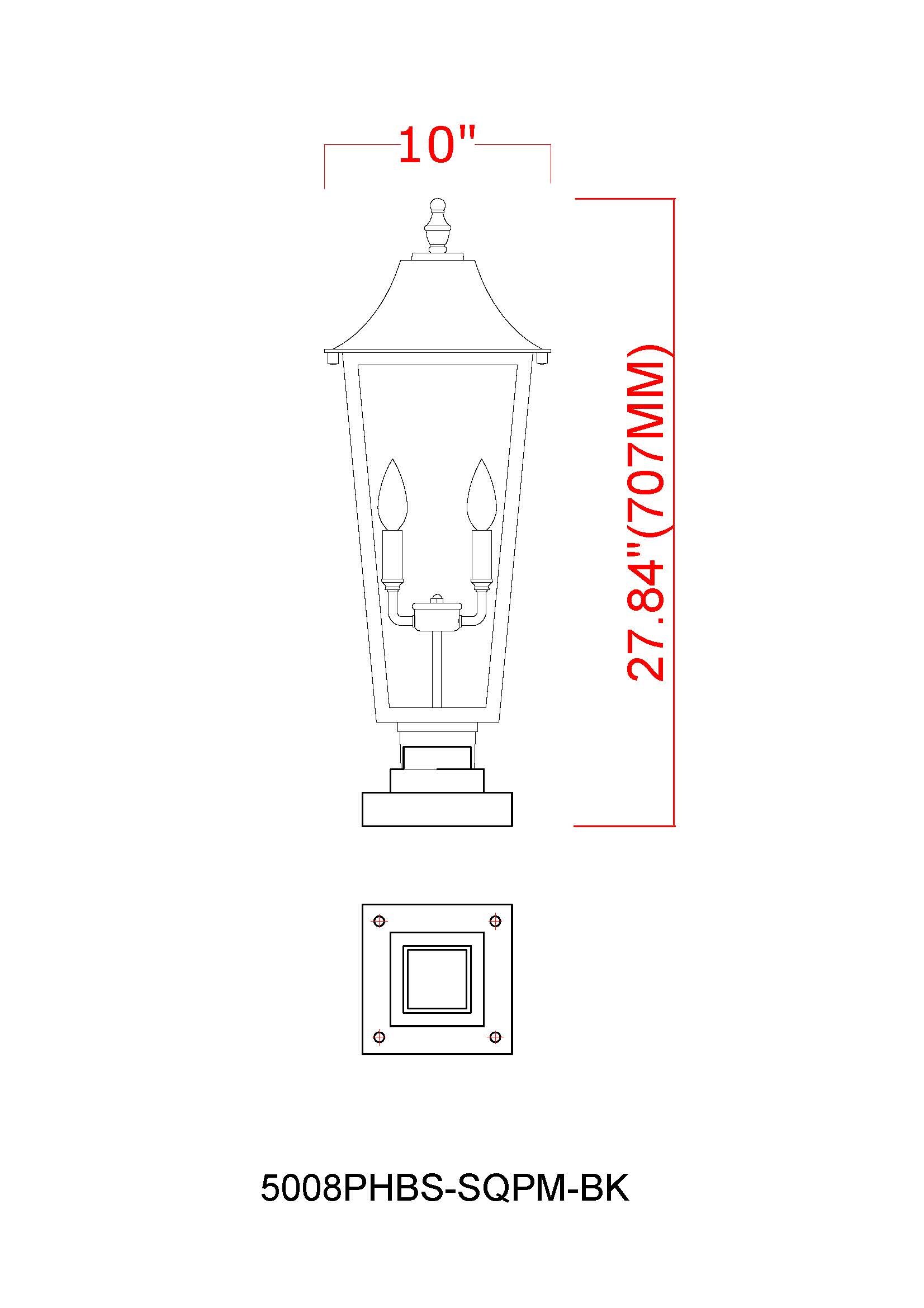 Z-Lite 5008PHBS-SQPM-BK Complete-Post-Lights - View #8