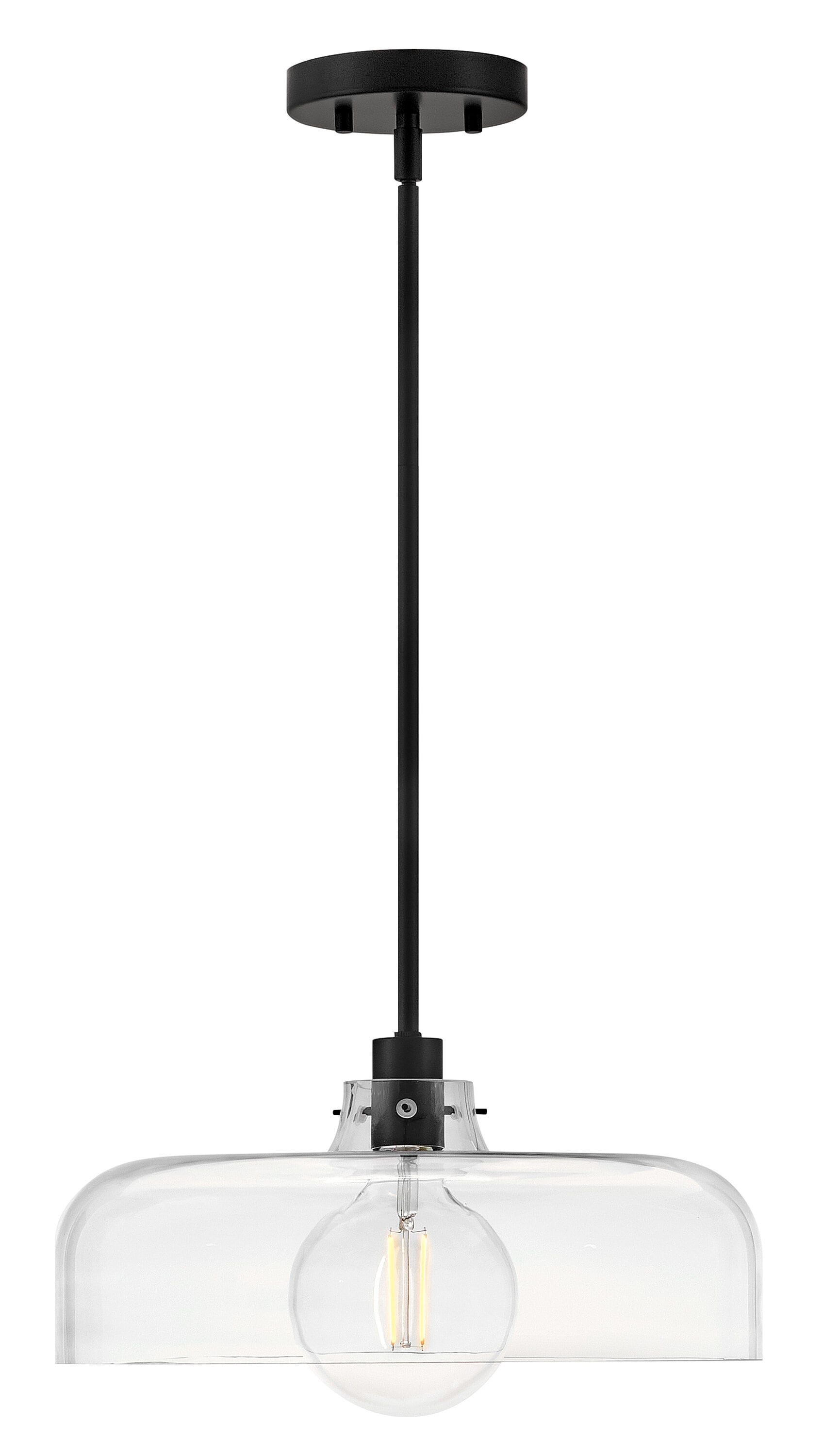 Lark 83497BK Maisie 1 -Light Black Traditional Opal glass Cylinder Medium Hanging Pendant light