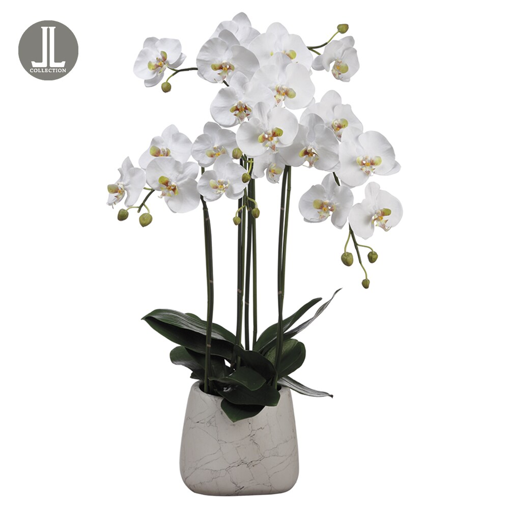 Allstate Floral 35-in White Indoor Desktop Orchid Artificial Flower
