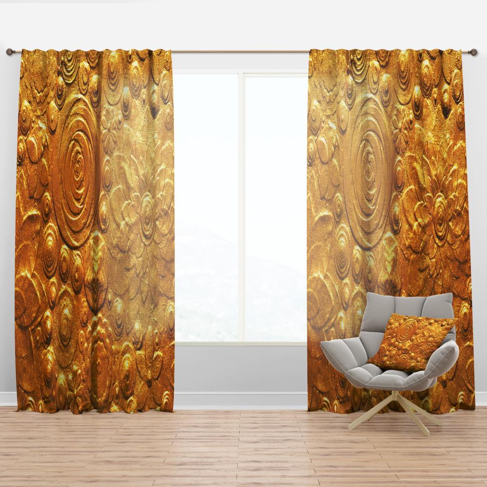Designart CTN19133-52-108 108-Inches Yellow Floral Room darkening Thermal lined Rod pocket Single curtain panel