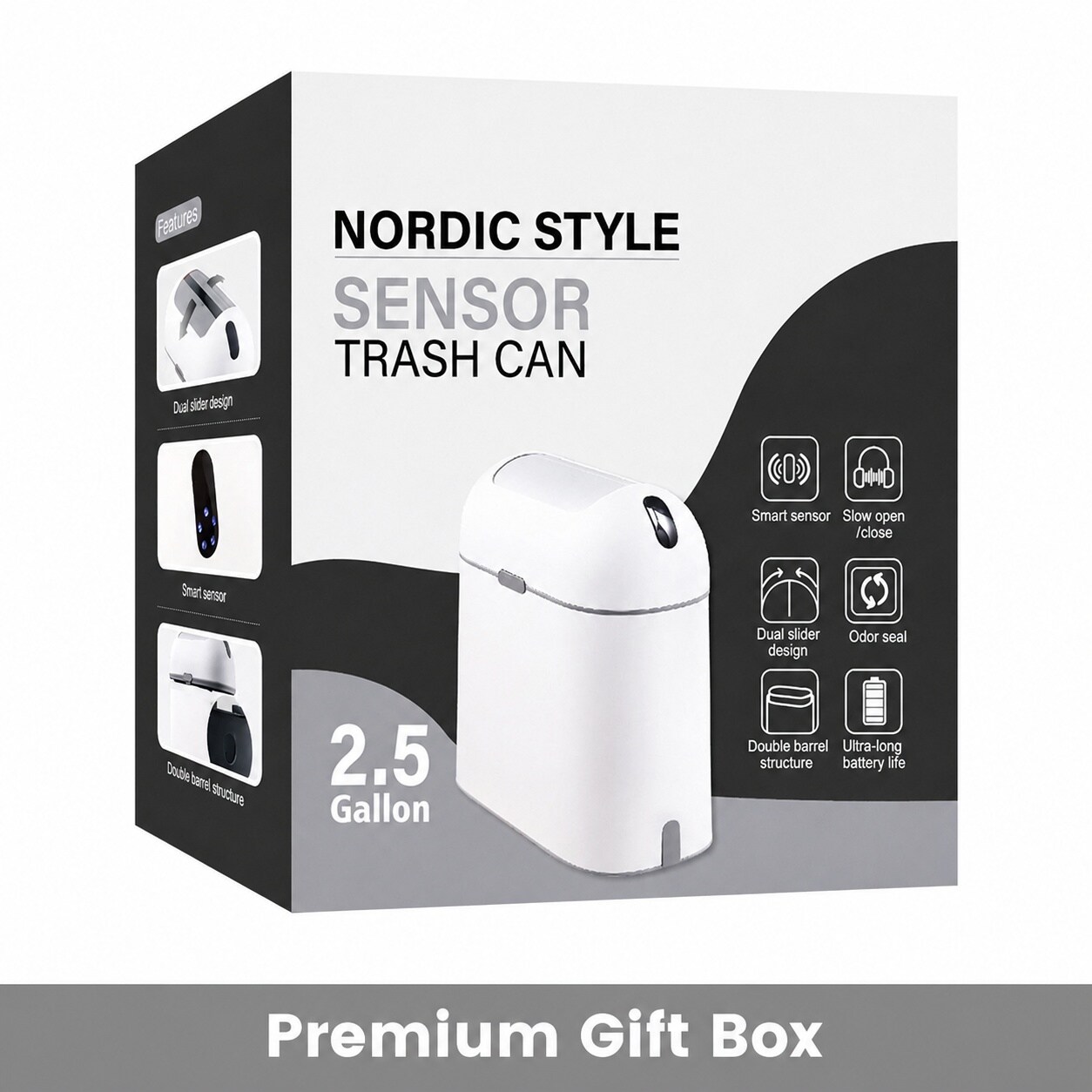CYIKE Bathroom Trash Can 2.5 Gallon Motion Sensor Waterproof Trash Bin ...