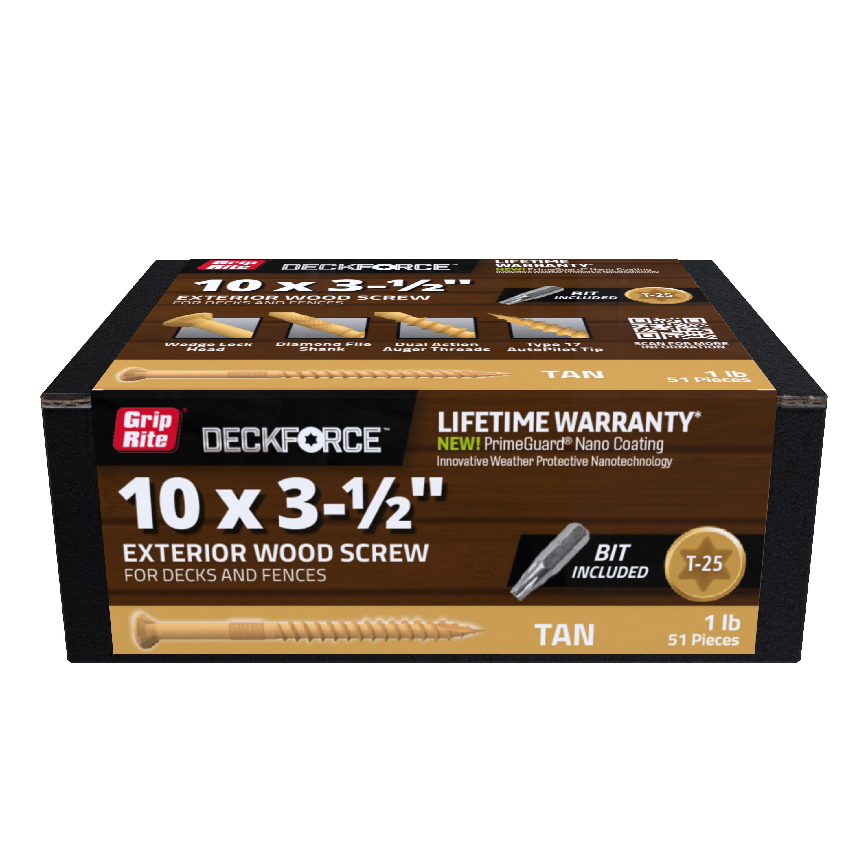 DeckForce by Grip Rite GRDF312STT1 #10 x 3-1/2-in Wood to wood Deck Screws ( 51 -Per Box )