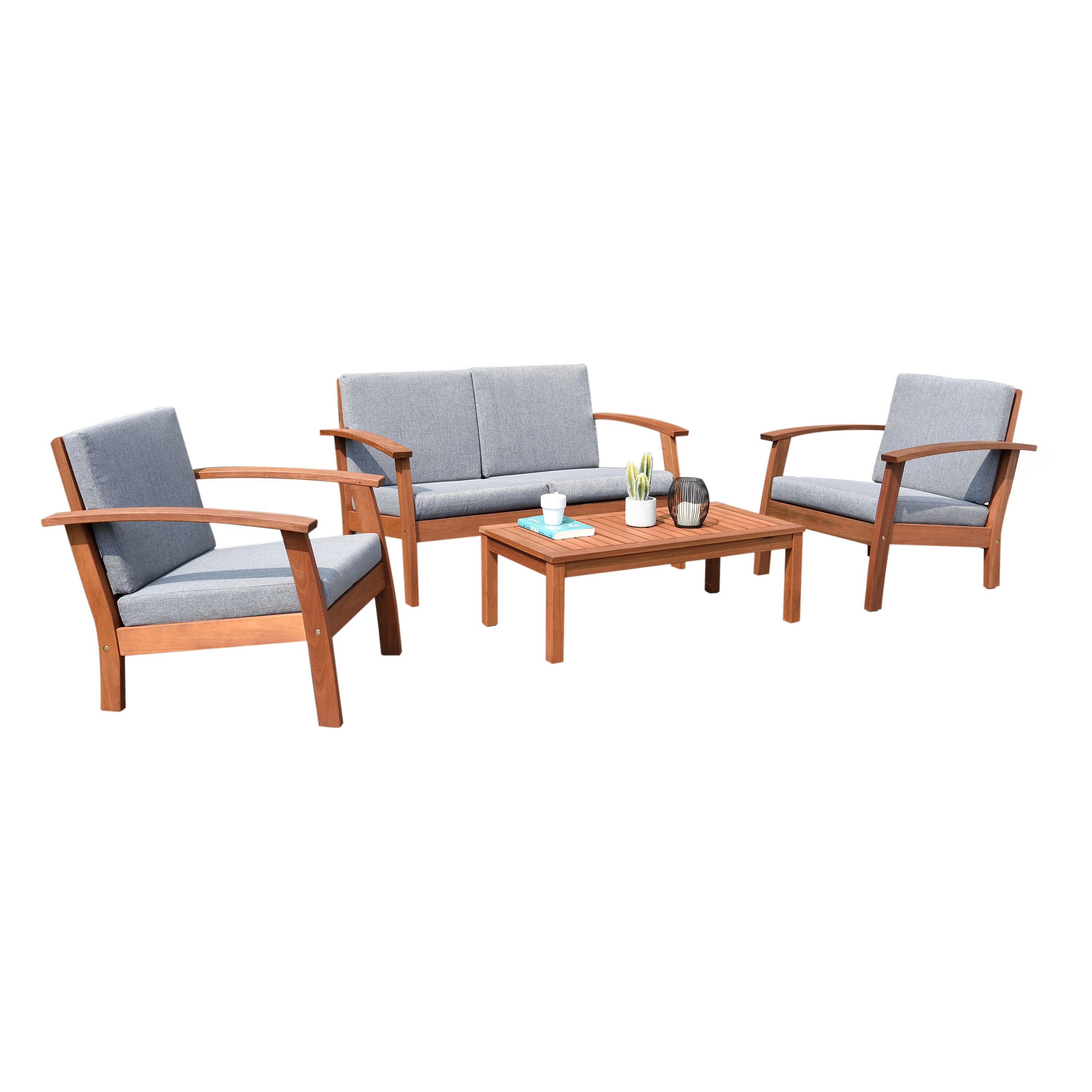 Amazonia 4-Piece Patio Conversation Set with Brown Cushions at 
