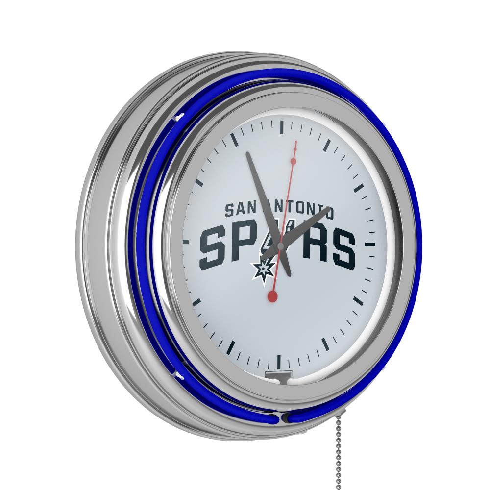 San Antonio Spurs Clocks Analog Round Wall in Chrome | - Trademark Gameroom NBA1400-SAS