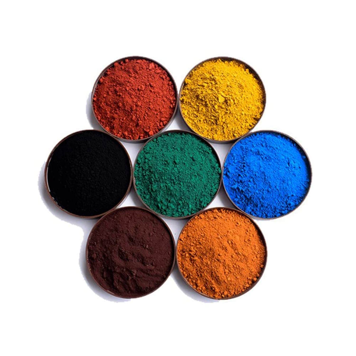 OGETFUUR 6 Pack 11oz Black Red Blue Green Orange and Brown Iron Oxide Pigment Powder Concrete Dye Colorant