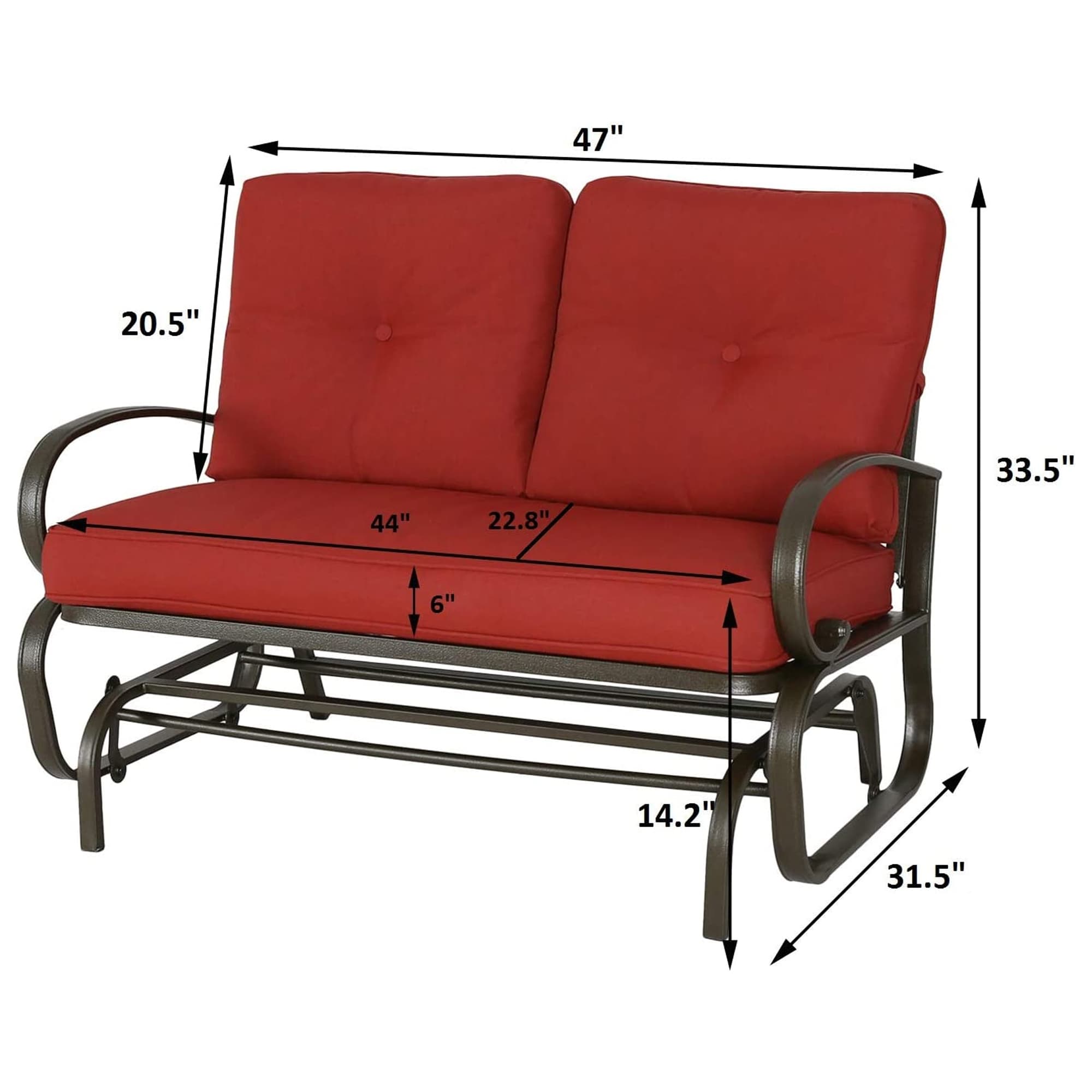 Red metal porch online glider