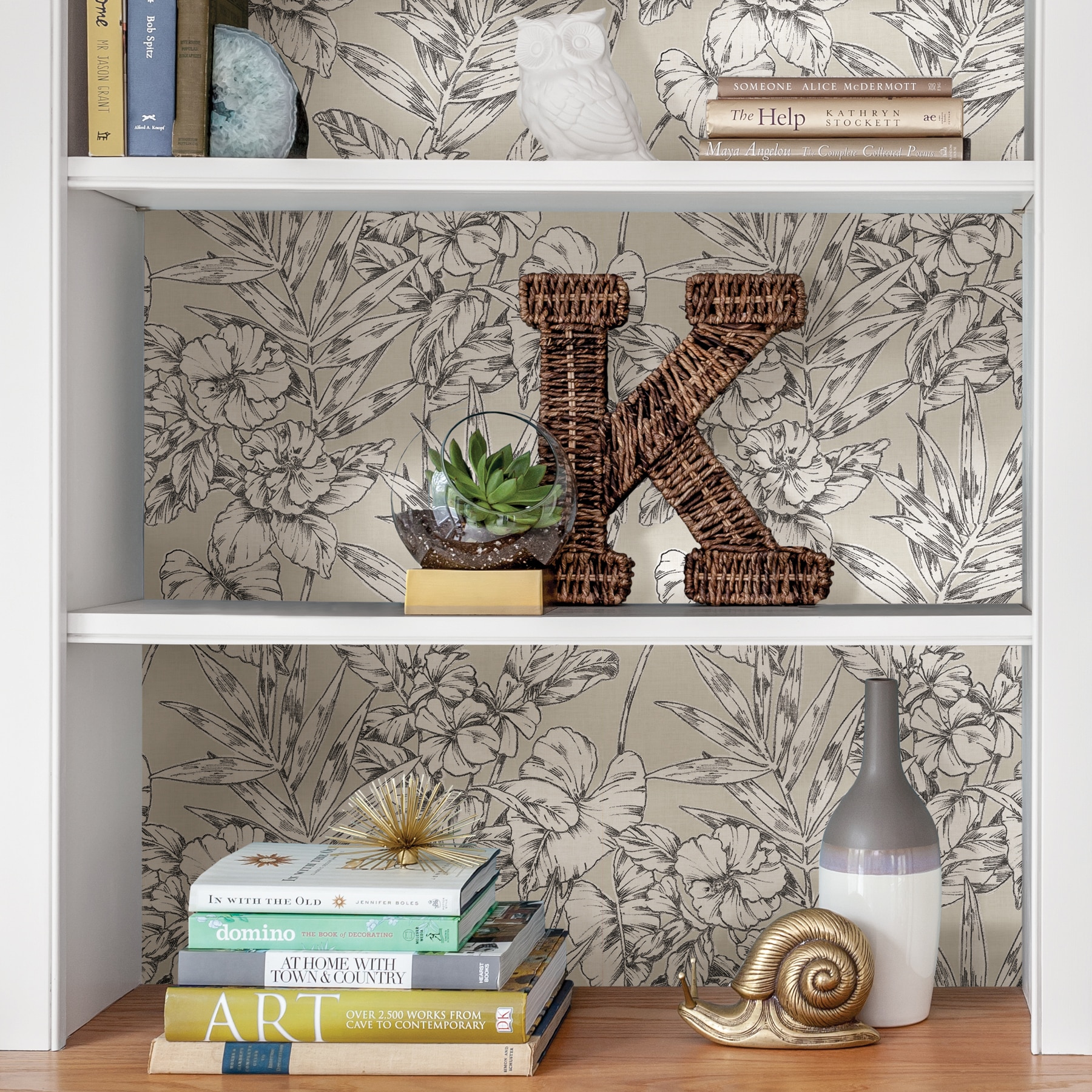 Grey Cayman Tropical Floral Peel and Stick Wallpaper