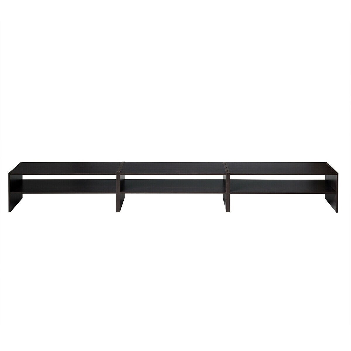 Slickblue - 3 Pieces Brown Shoe Rack Organizer with Modular 2-Tier Units for Closet Entryway or B...