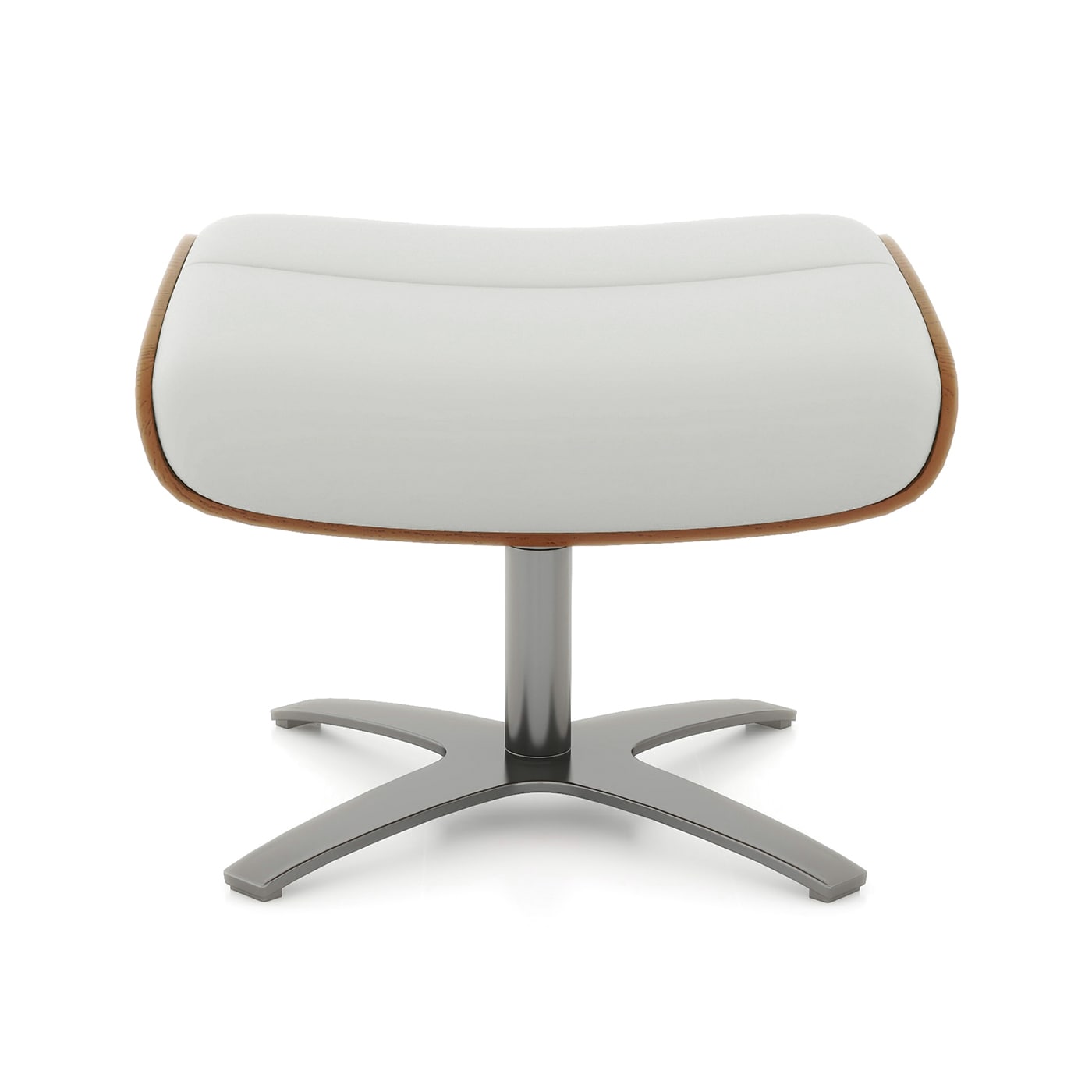 Jennifer Taylor Home LKLN-84650 Jovan Midcentury Pastel Beige Greige Genuine Leather Ottoman