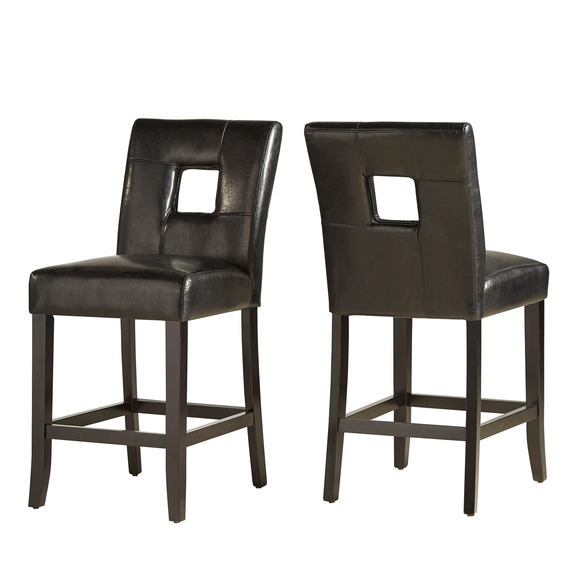Home Sonata 553270-24S1BK2PC 2 -Set Ebony 24.0-in H Counter height Square seat Upholstered Wood Bar Stool and Back