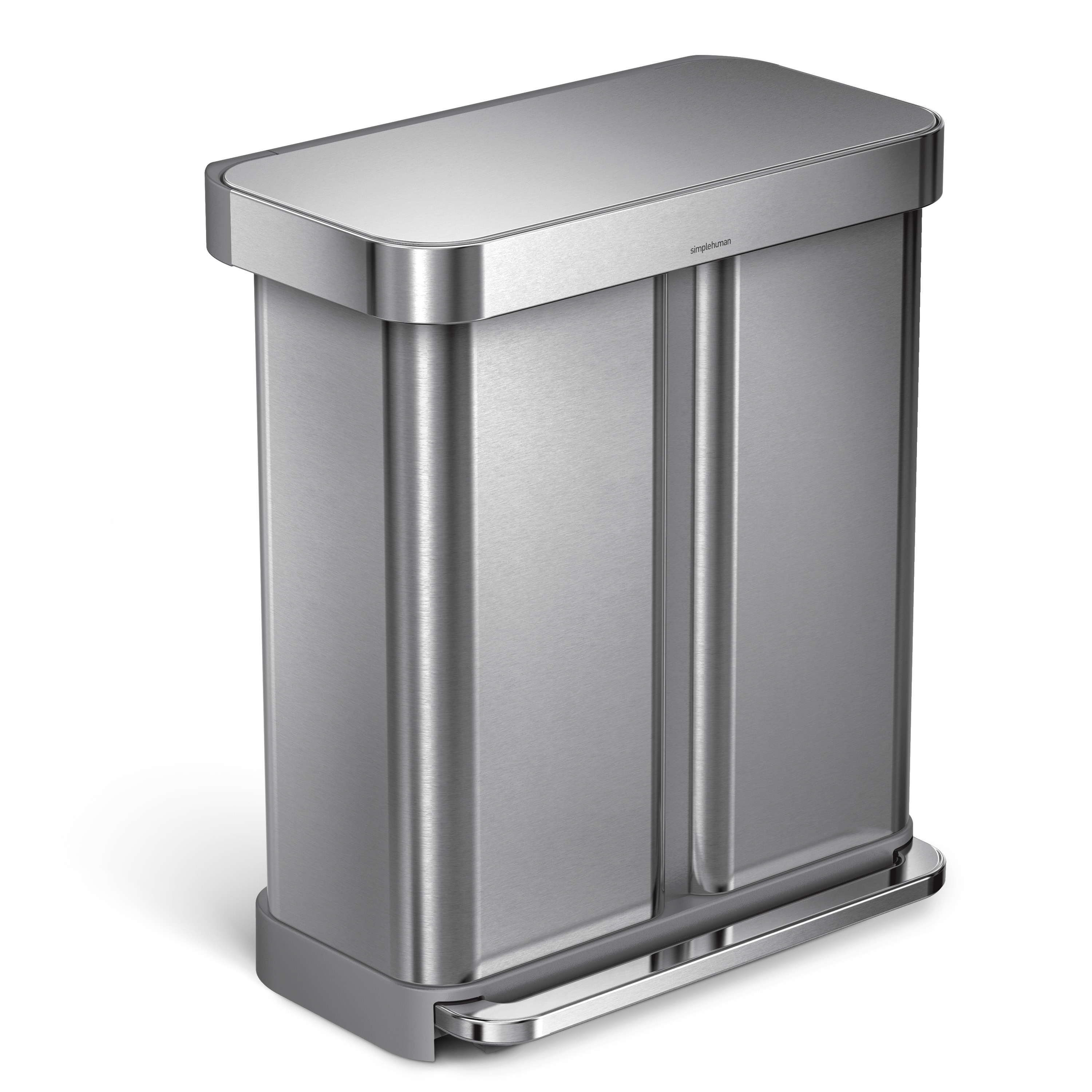 simplehuman 58Liter Brushed Steel Touchless Kitchen Trash Can with Lid