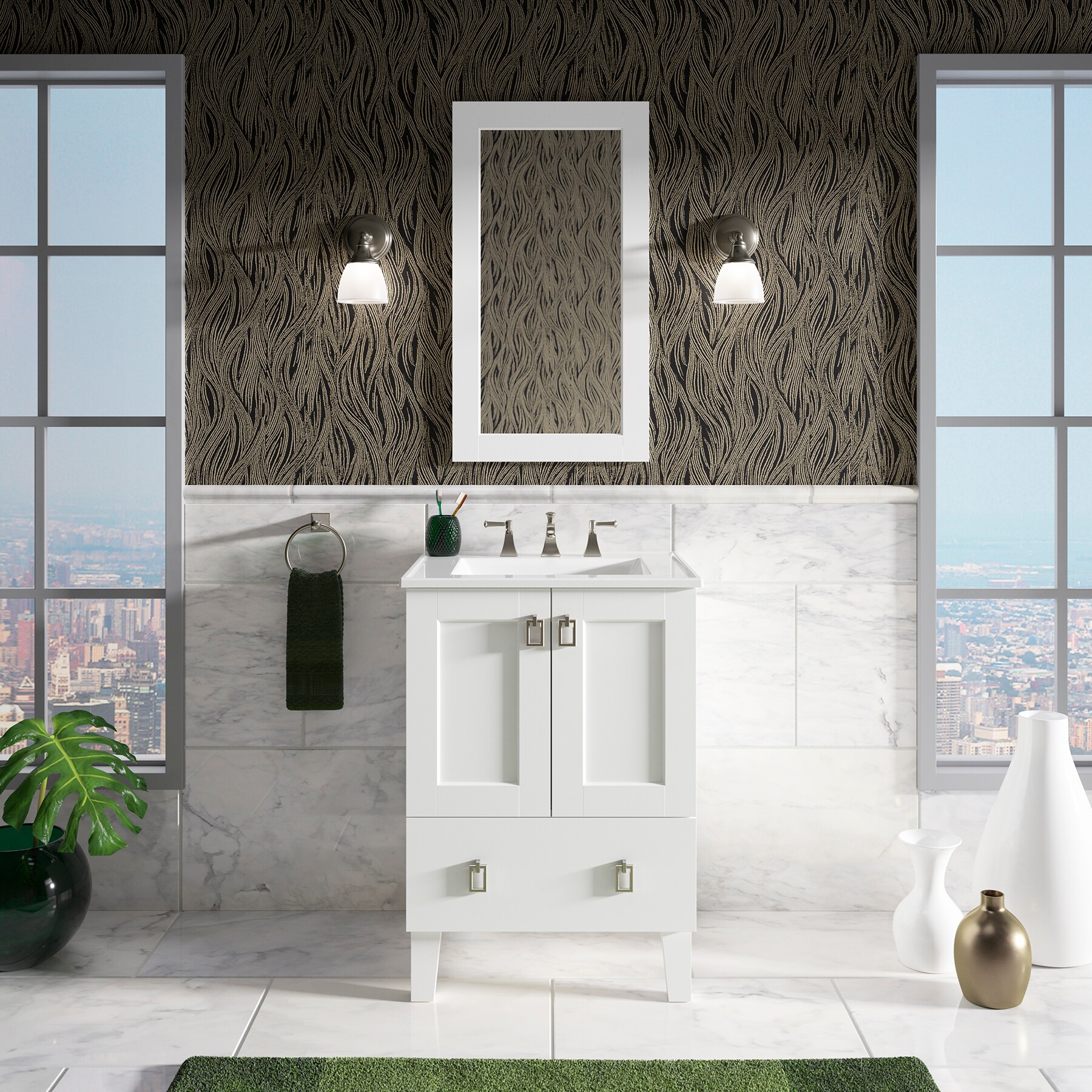 KOHLER Poplin 24-in Linen White Bathroom Vanity Base Cabinet without ...