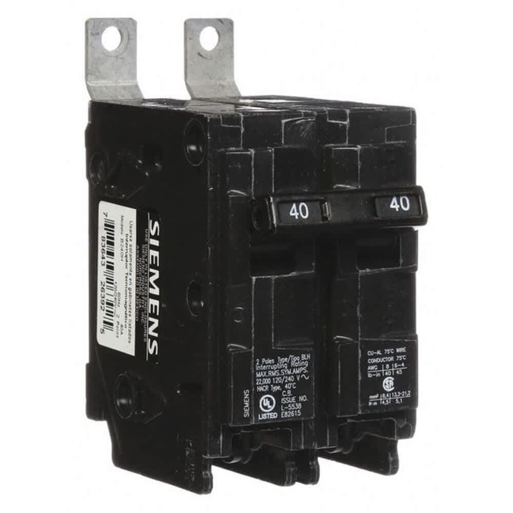 Siemens  Miniature Circuit Breaker BL Series 40A 2 Pole 120/240V AC 22kA at 120/240V AC B240H