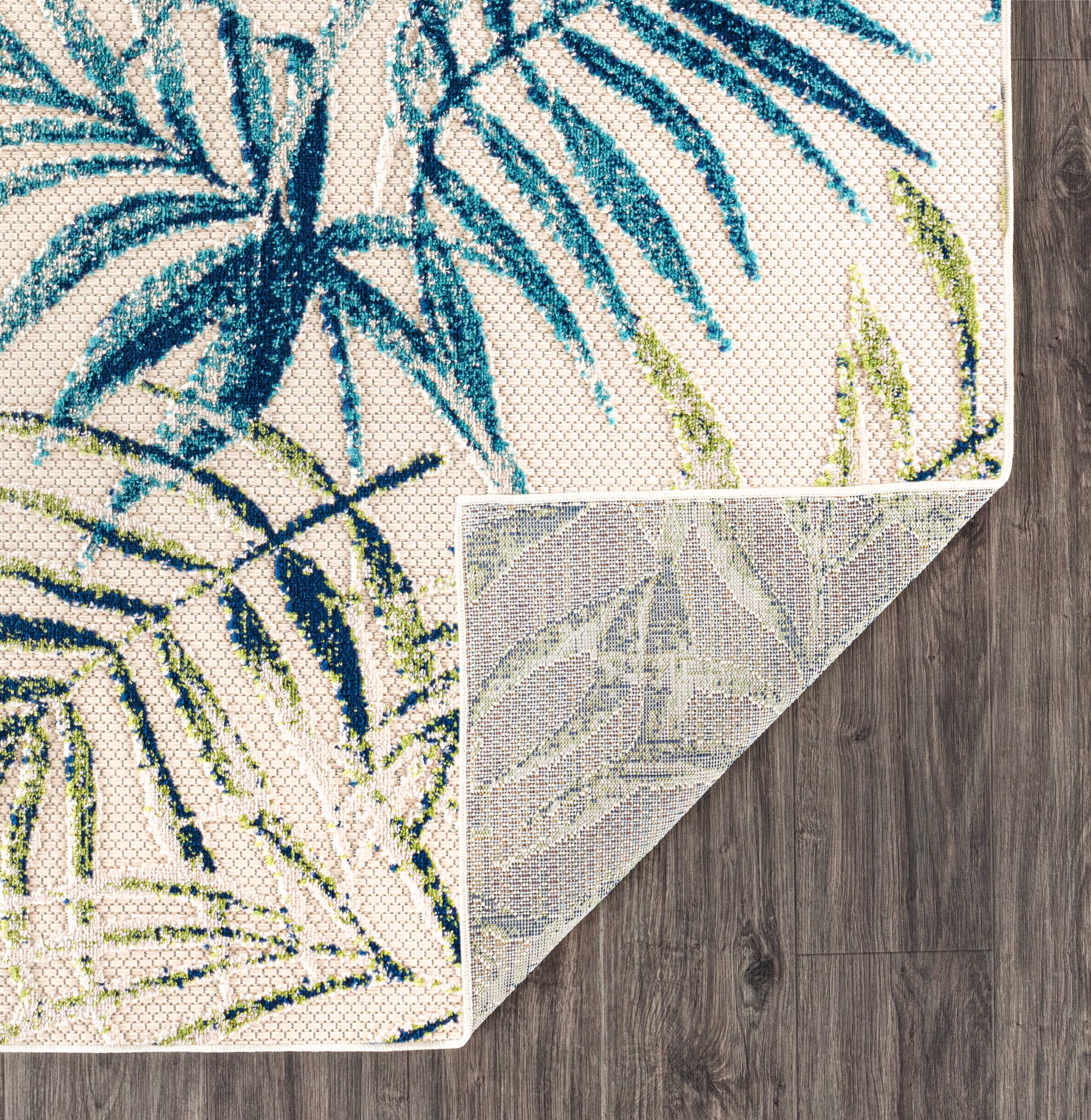 Bahama Palm Frond Floral Multicolor Synthetic 5' x 7' Indoor/Outdoor Area Rug