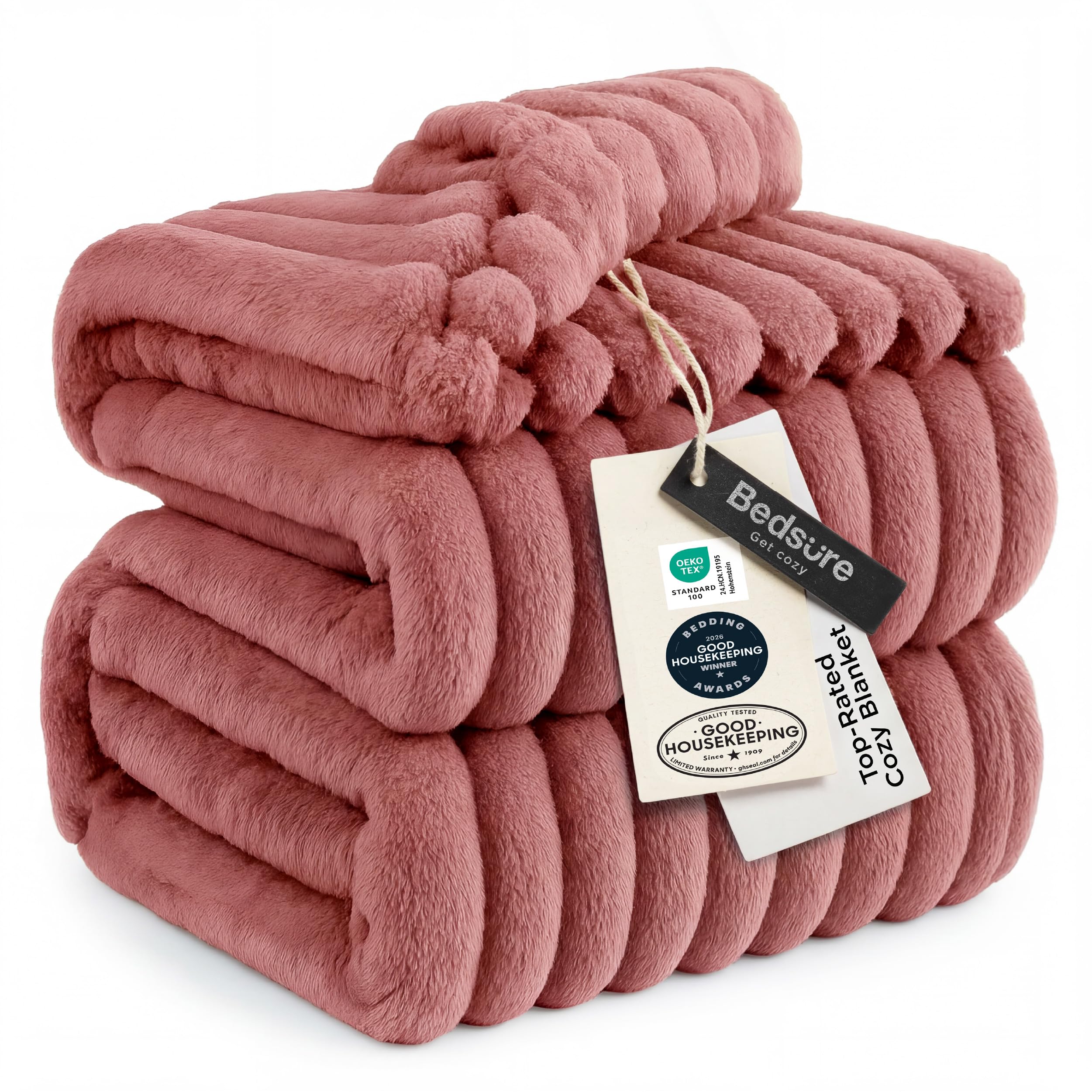 Bedsure 90x84 Full 1-Piece Pink Corduroy Blanket