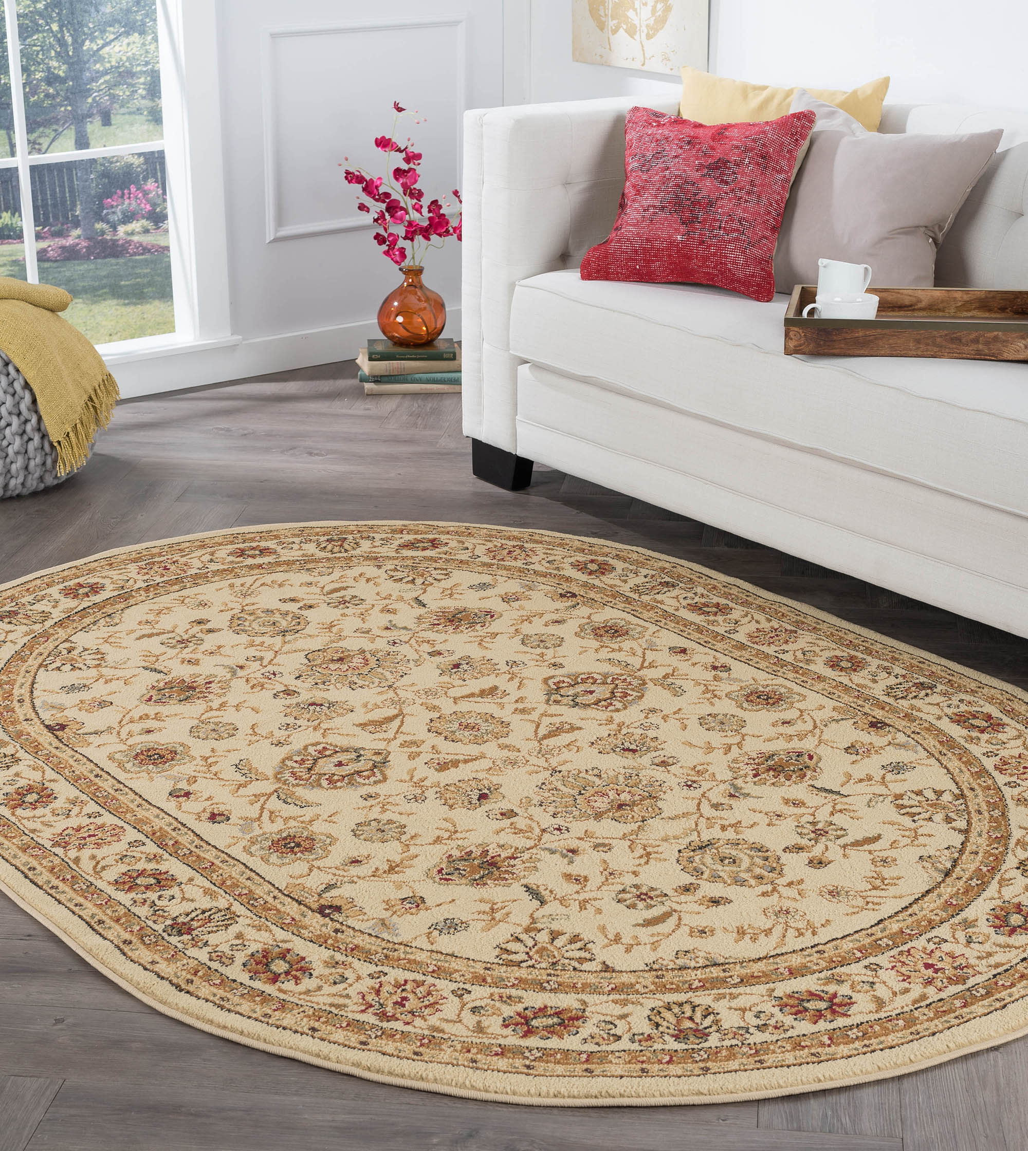 Tayse ELG5142 7X10OVL Elegance 7 x 10 (ft) Loomed Polypropylene Beige Oval Indoor Area rug