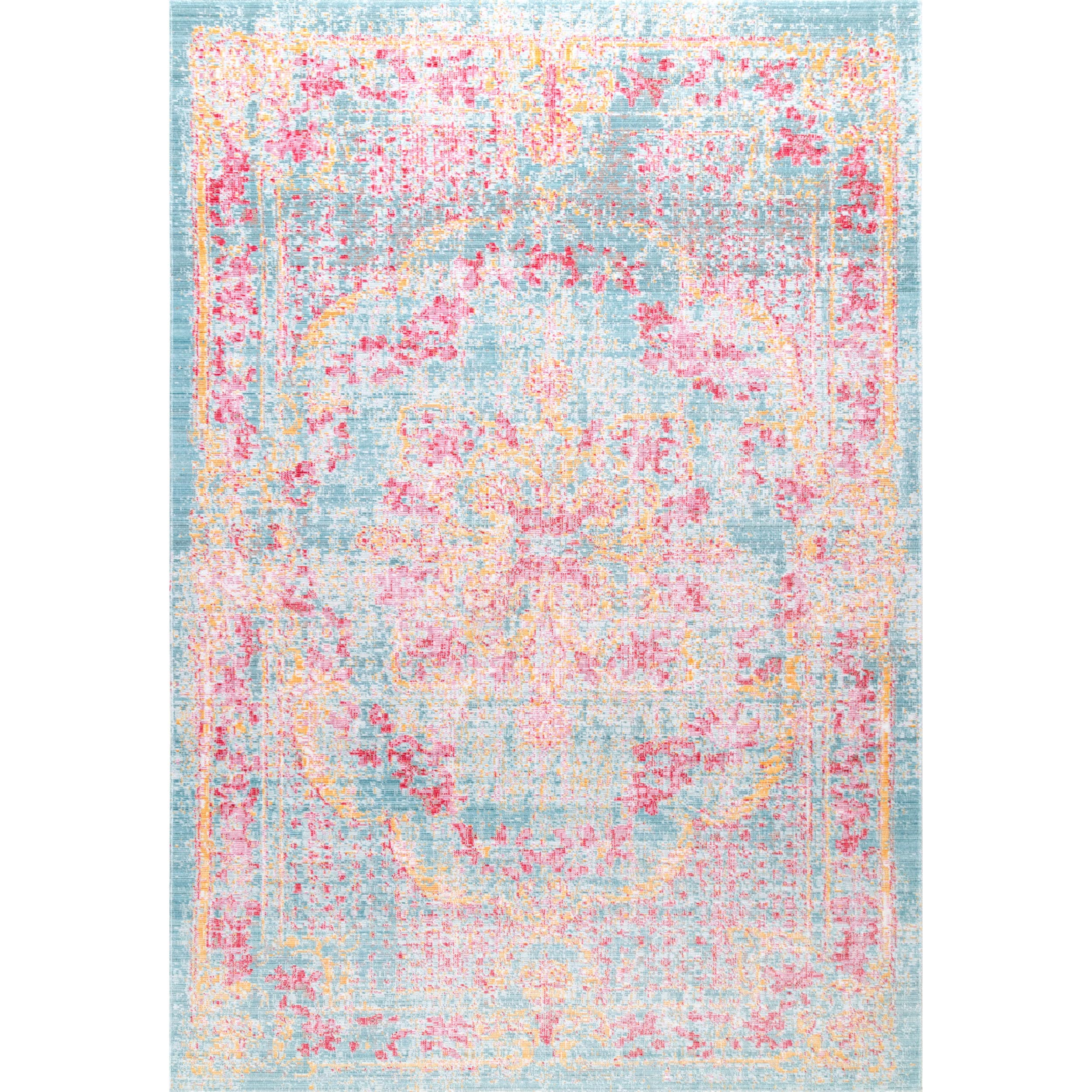 nuLOOM 4 x 6 Light Grey Indoor Distressed/Overdyed Vintage Area Rug