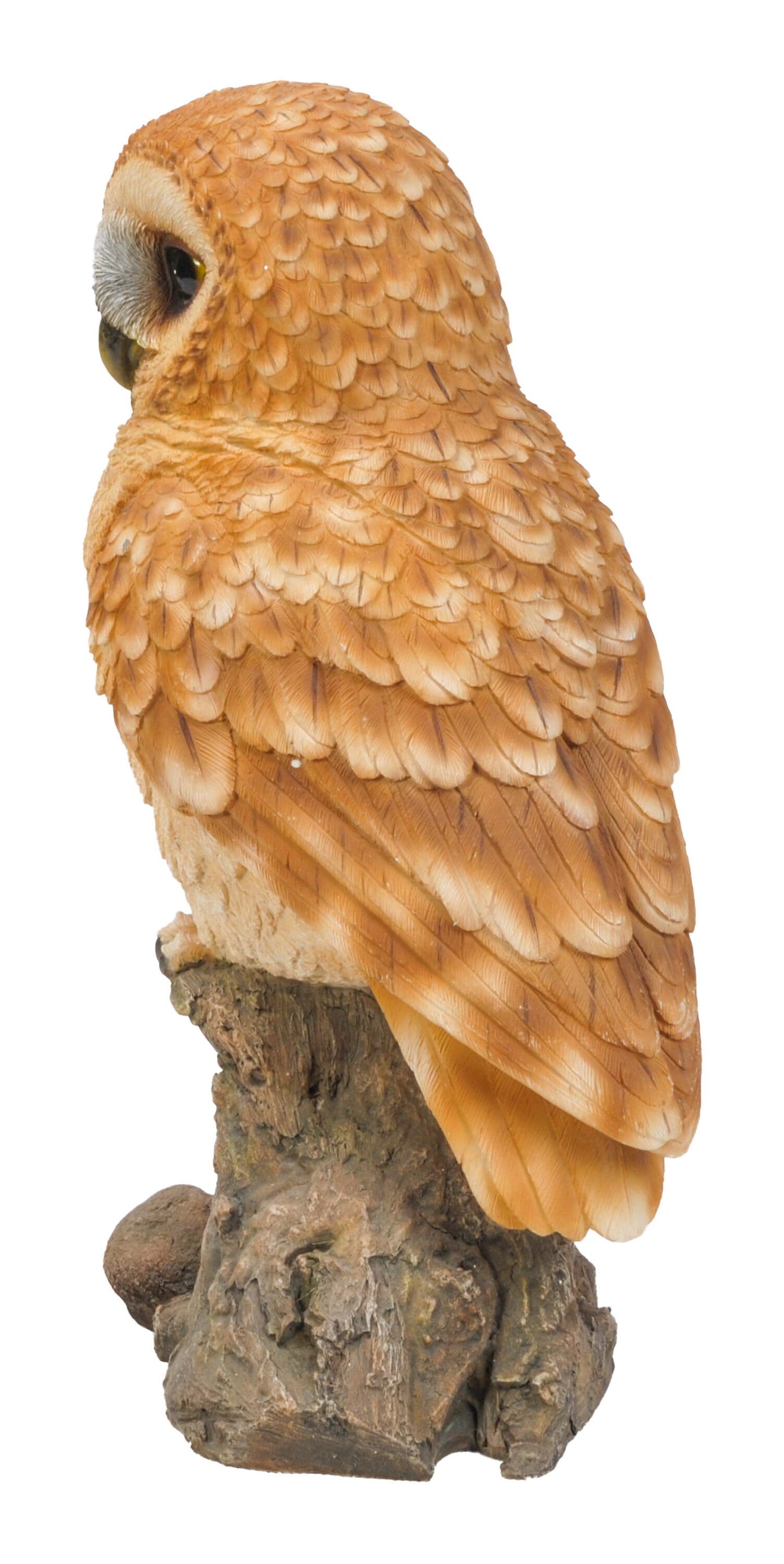 Beige and Brown Polyresin Owl on Stump Statue