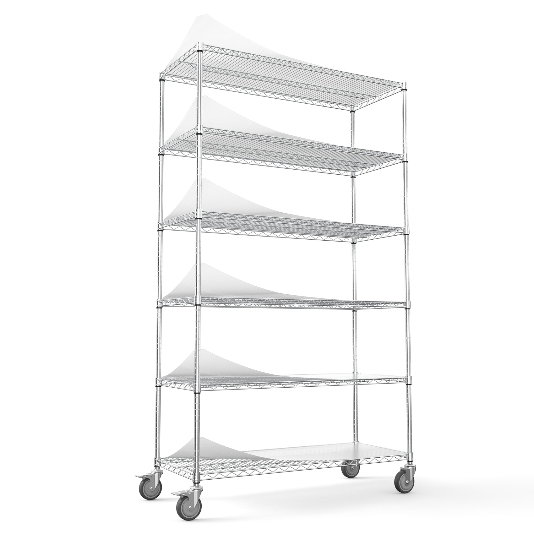 Damerin ZQ-DS-F08 Metal Heavy Duty 6 -Tier Utility shelving unit ( 47.71-in W x 19.96-in D x 83.07-in H ) ( Chrome , ( 116-lb lbs. Capacity Per Shelf )