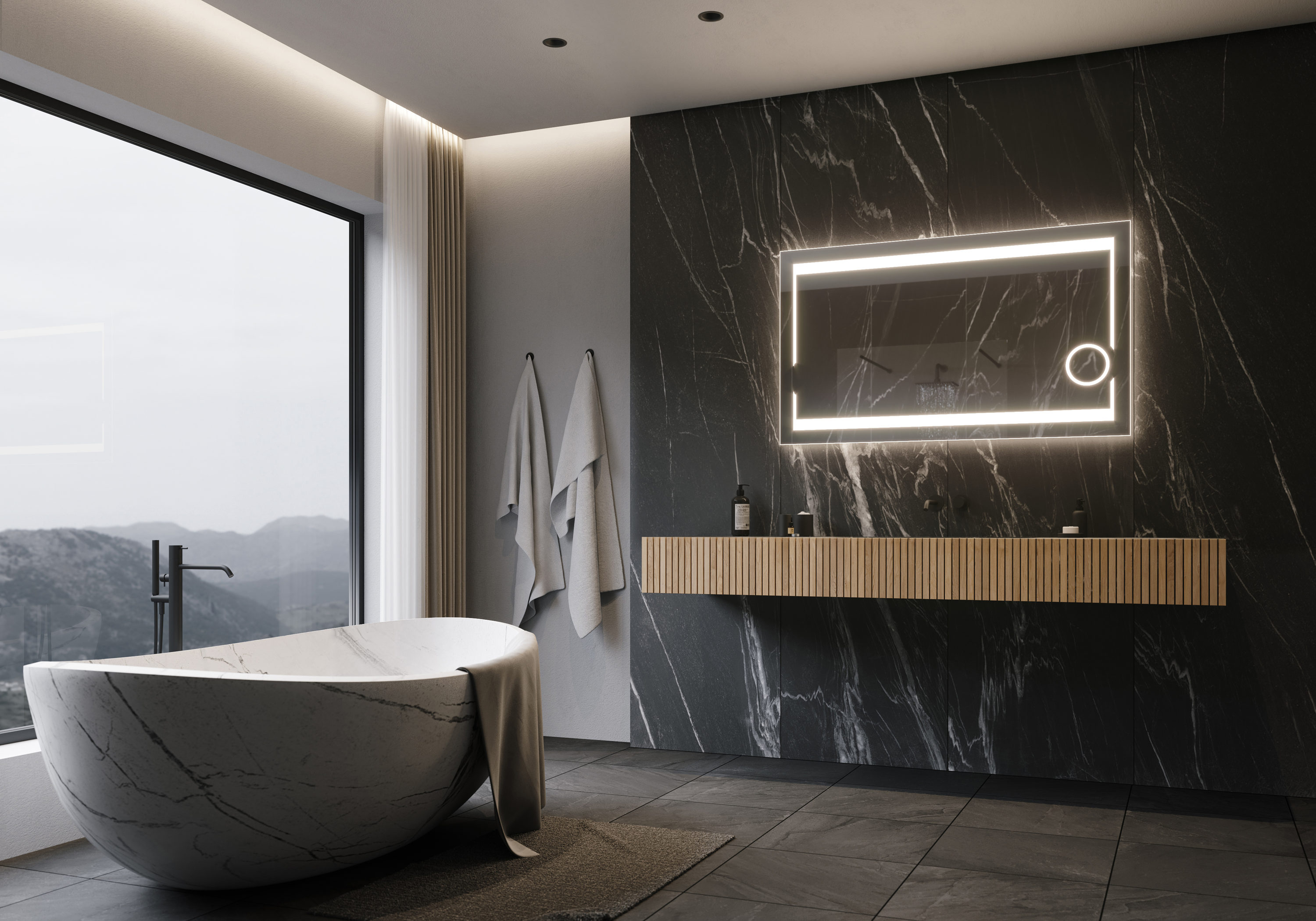 PARIS MIRROR AUROX48283000 48-Inches x 28-Inches Polished Frameless Rectangular Dimmable Lighted Bathroom Vanity Mirror ( 3000K )