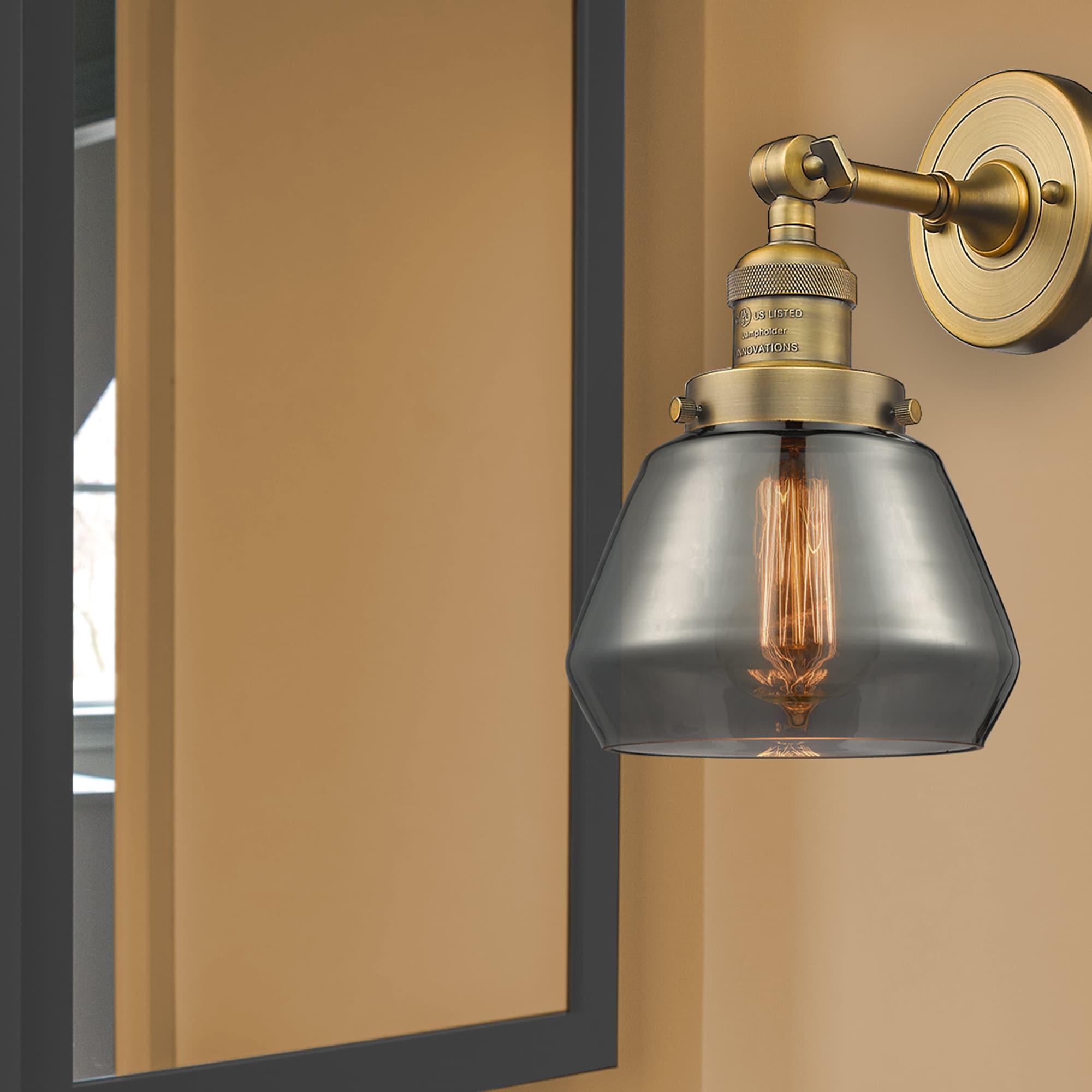 Innovations Lighting 203-BB-G173 Fulton 7-in W 1 -Light Brushed Brass Industrial Wall Sconce