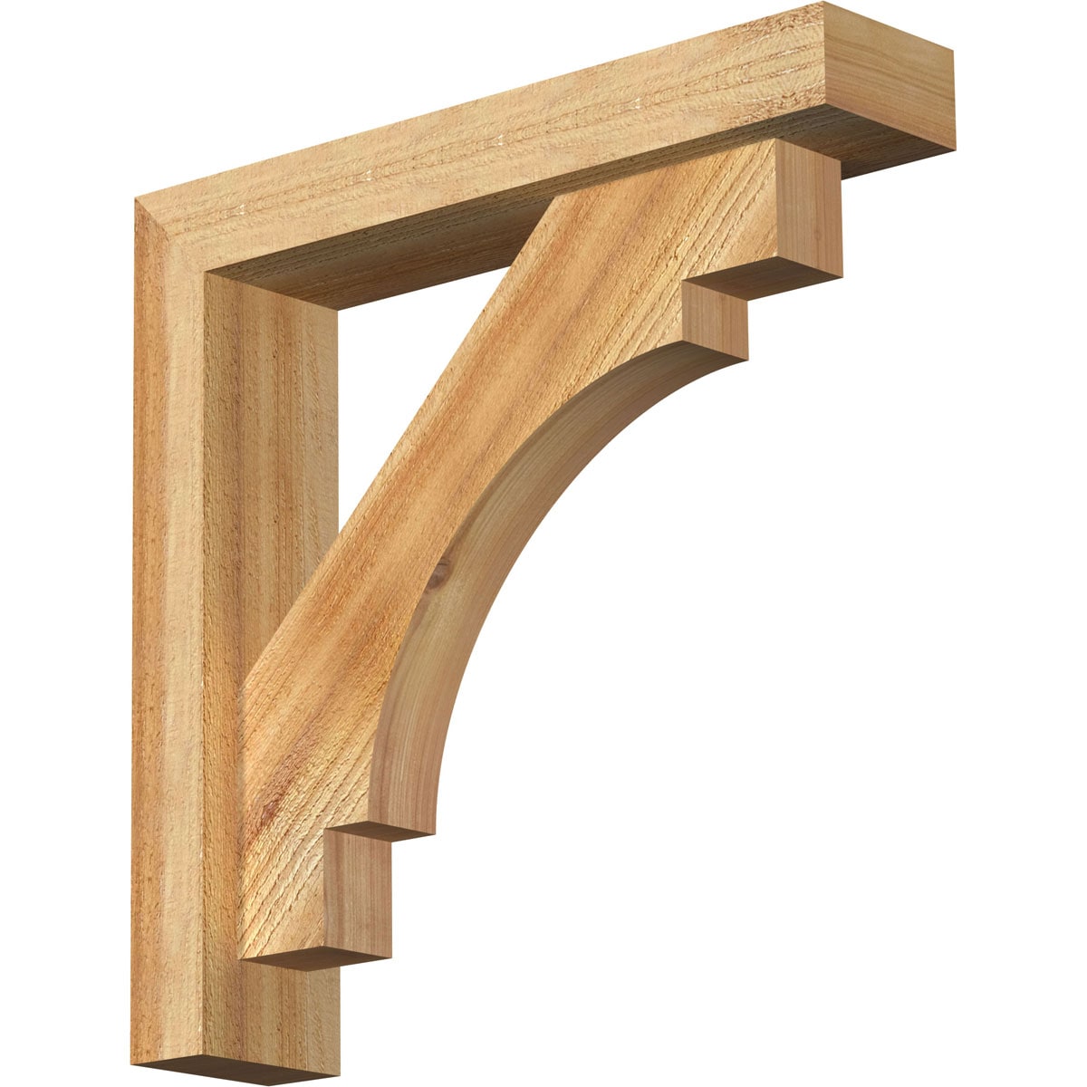 Ekena Millwork 1463012 Merced Block Rough Sawn Bracket with Offset Brace 4-in x 18-in x 18-in Western red cedar Brown Wood Standard bracket