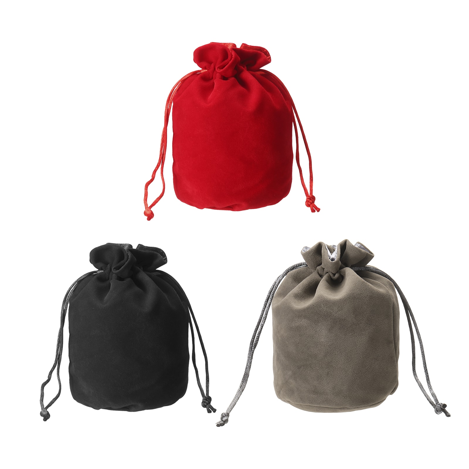 Unique Bargains Drawstring Dice Bag 3.54 Inchx5.71 Inch Durable Velvet Fabric Cosplay Coin Pouch Perfect for Dice Storage Jewelry Chess Tarot Cards Board Gaming Accessories (Black+Red+Gray 1set)