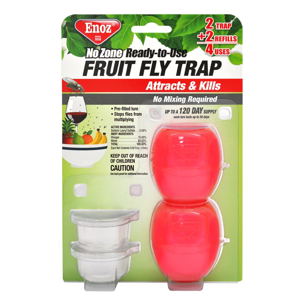 Enoz No Zone Fruit Fly Trap - 3 Pack (12 Uses), Pre-Filled Lure Pods, Attracts & Kills Common Fruit Flies