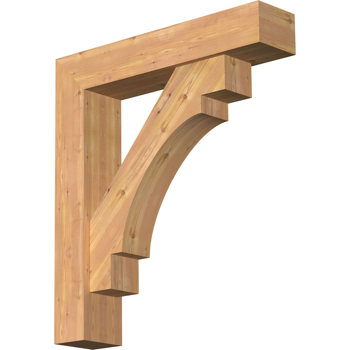 Ekena Millwork 1463197 Merced Block Smooth Bracket with Offset Brace Western Red Cedar Wood Standard Bracket