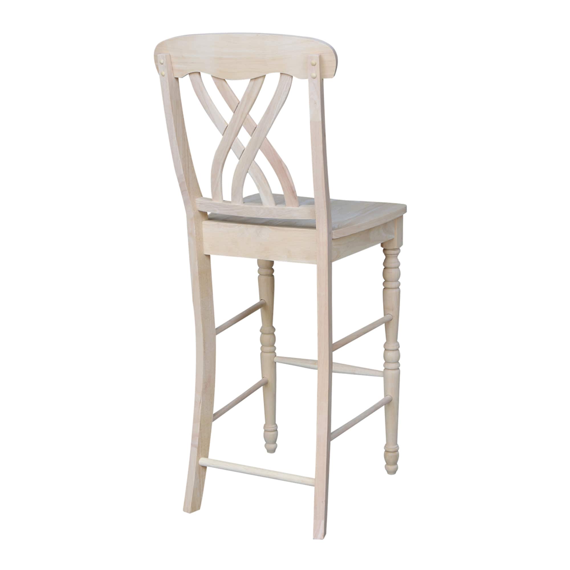 Traditional Parawood 30" Latticeback Bar Stool in Warm Brown