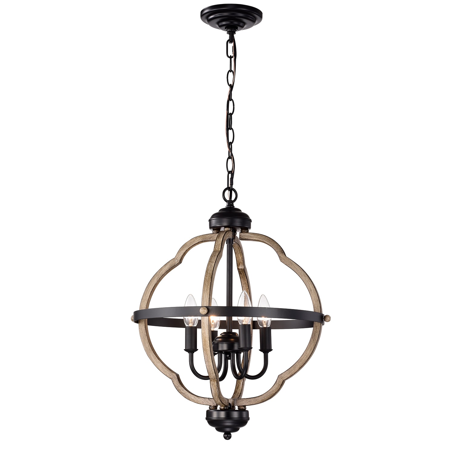 Flynama CT-L-A60005 Pendant Lighting 4 -Light Matte Black Modern/contemporary Globe Large Hanging Pendant light