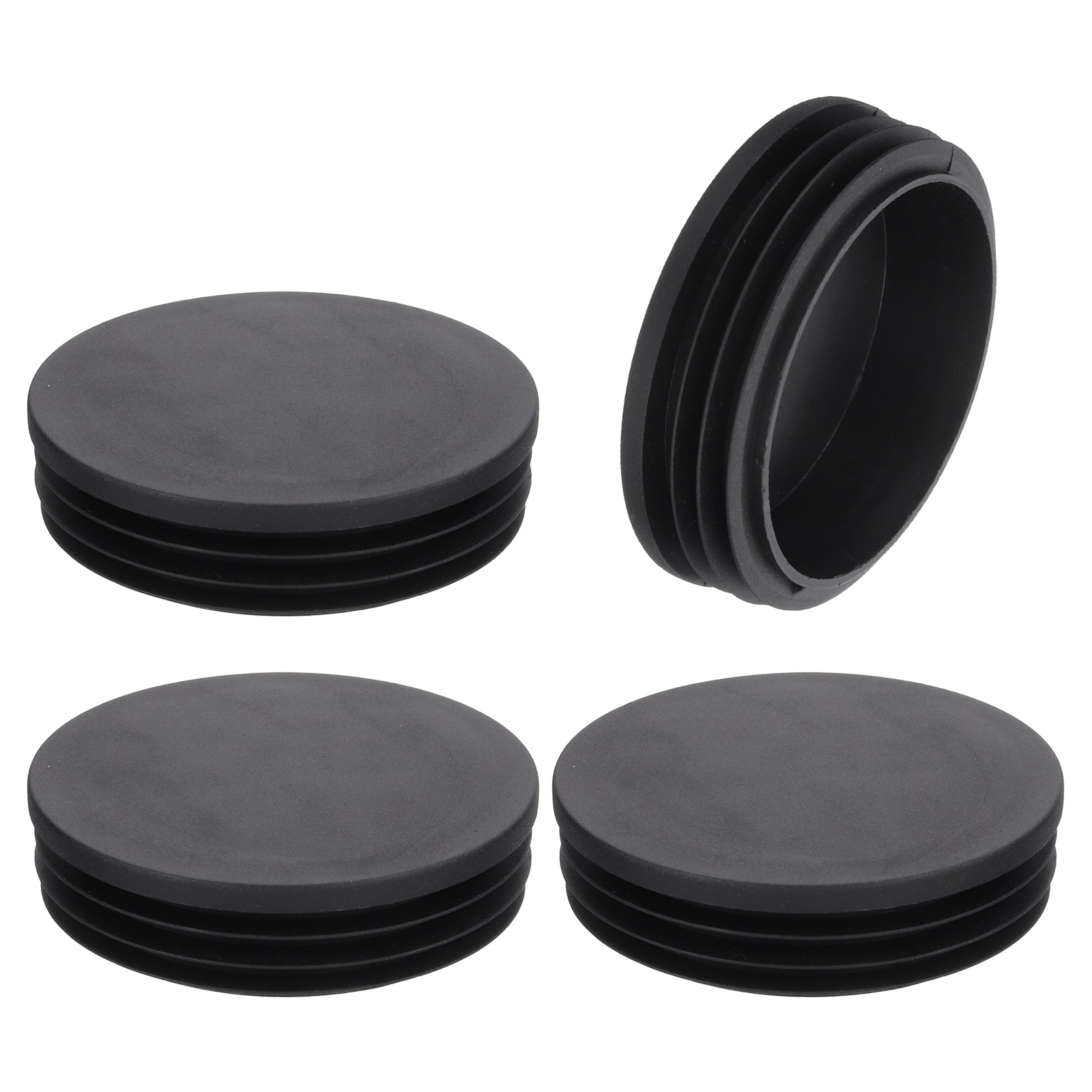 Unique Bargains 4pcs Round Plastic Plug Black Tubing End Cap Plugs 90mm(3.54 Inch) Furniture Leg Pipe Insert Glide Protection for Chair Sofa Table Shelf #S25121101UX0463