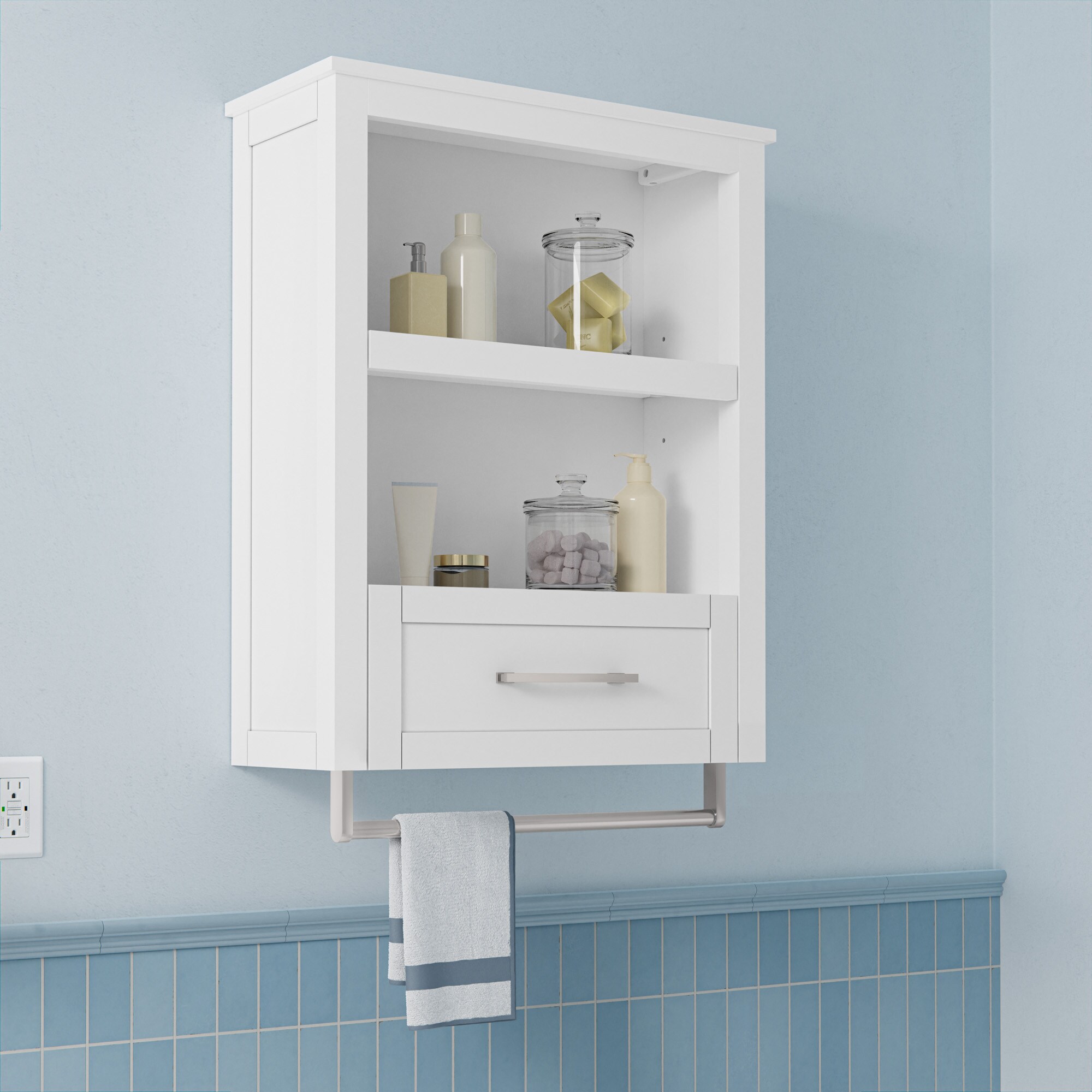 allen + roth Rowan 24-in x 30-in x 10-in White Soft Close Bathroom Wall ...