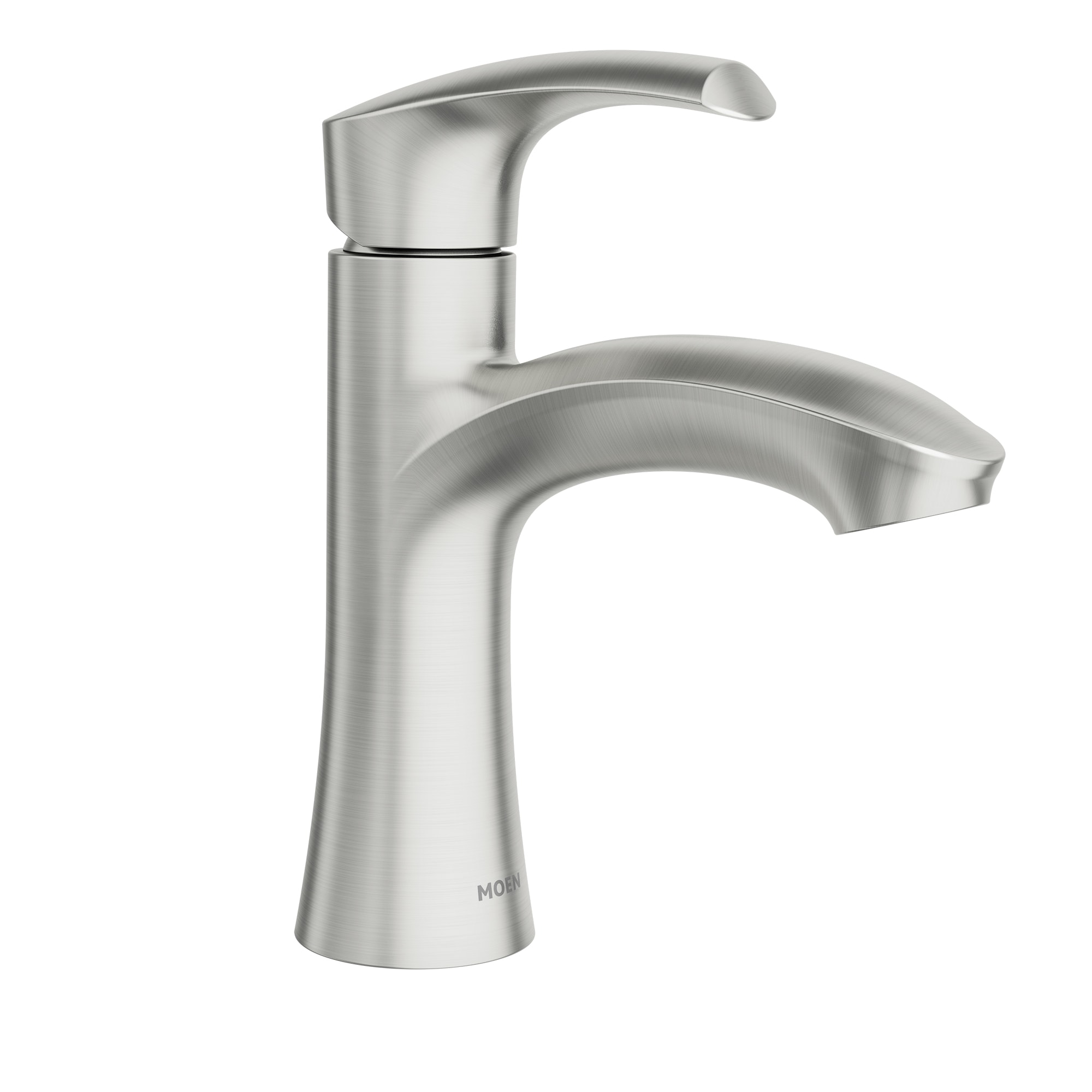 Moen Halle Spot Resist Brushed Nickel 1-Handle Single Hole WaterSense Bathroom Sink Faucet with Drain | 84970SRN