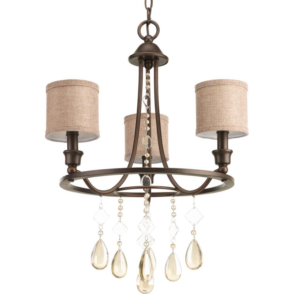 Progress Lighting P4803-72 Flourish 3-Light Cognac Transitional Chandelier