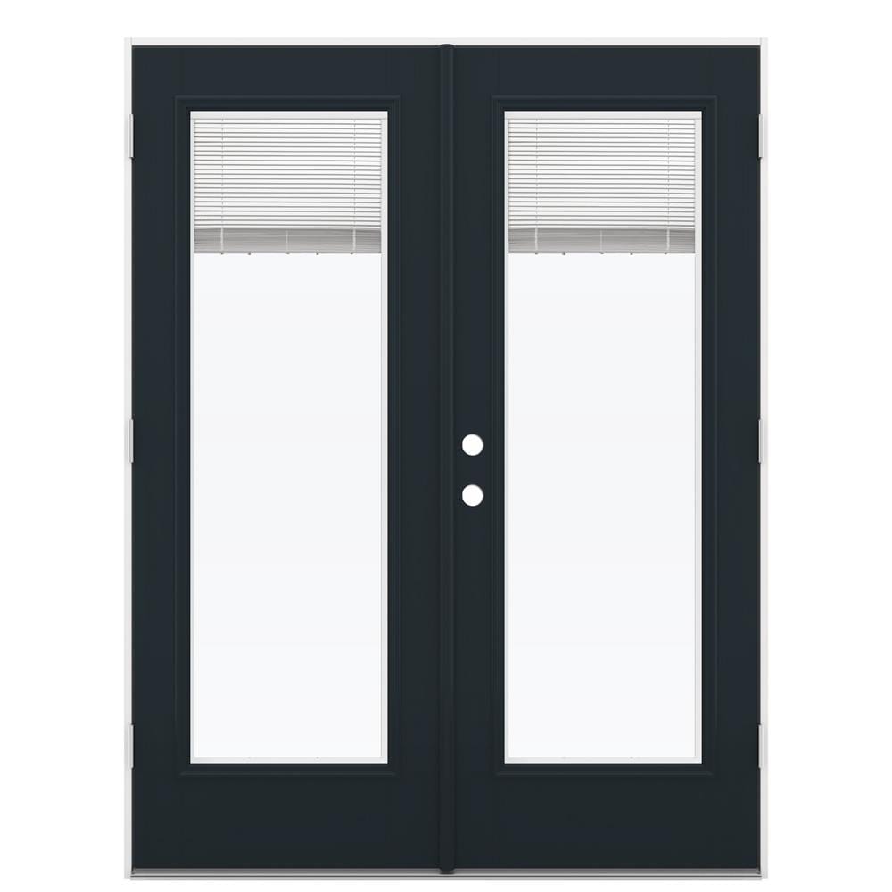 JELD-WEN LOWOLJW182200186 60-in x 80-in x 4-9/16-in Jamb Low-e Blinds Between The Glass Eclipse Fiberglass French Left-Hand Outswing Double Patio Door