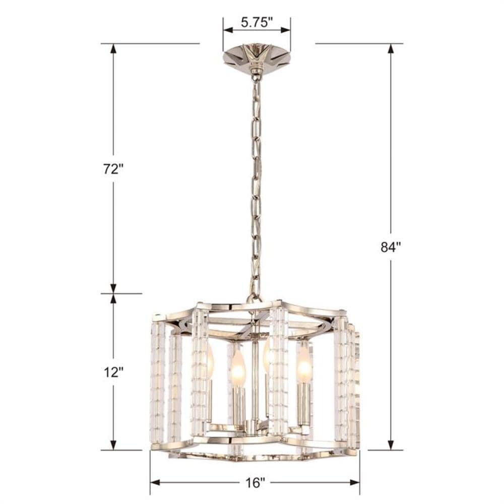 Polished Nickel Mini Chandelier with Crystal Cubes
